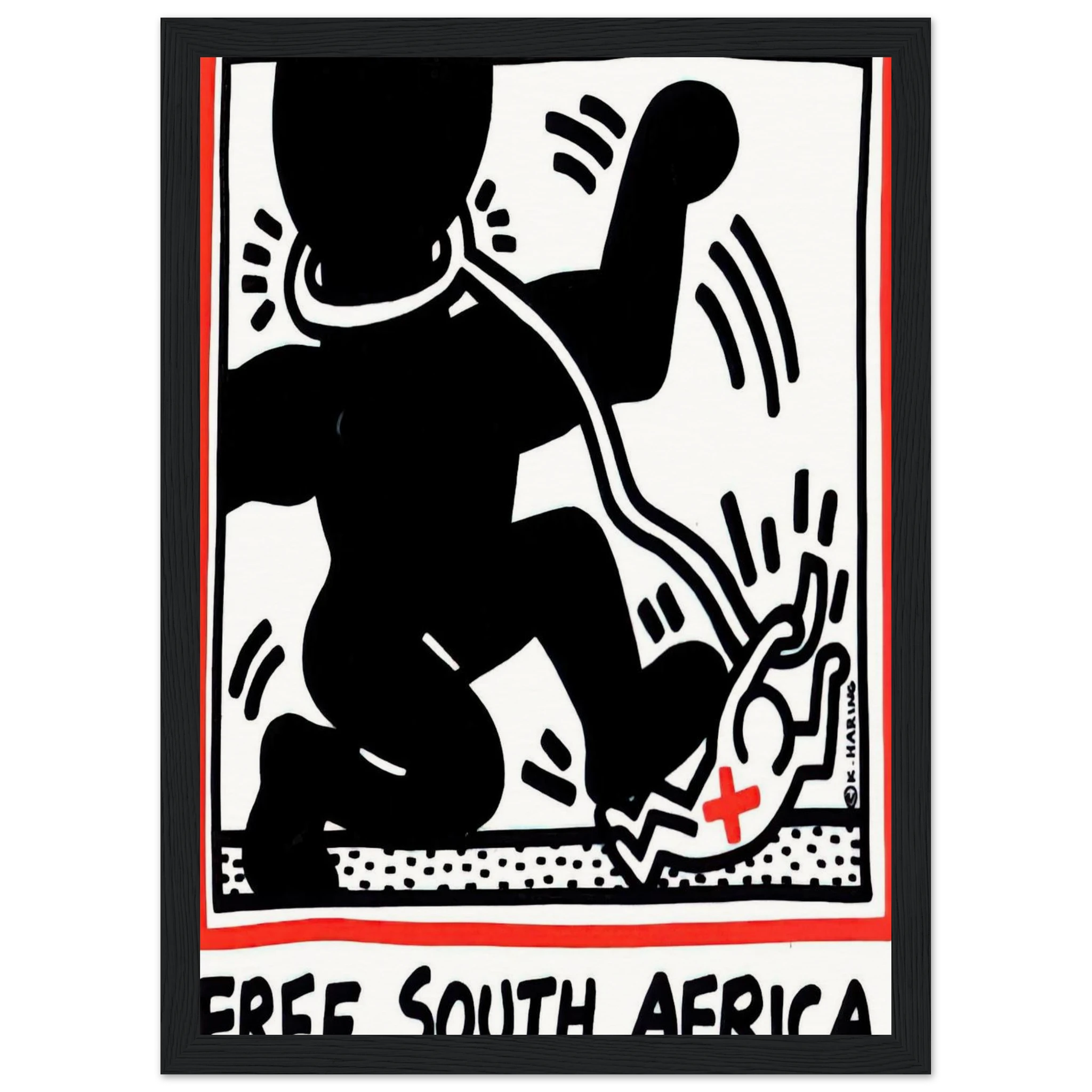FREE SOUTH AFRICA 1985 Framed Poster | Keith Haring Framed Prints Wall Art | Keith Haring Prints