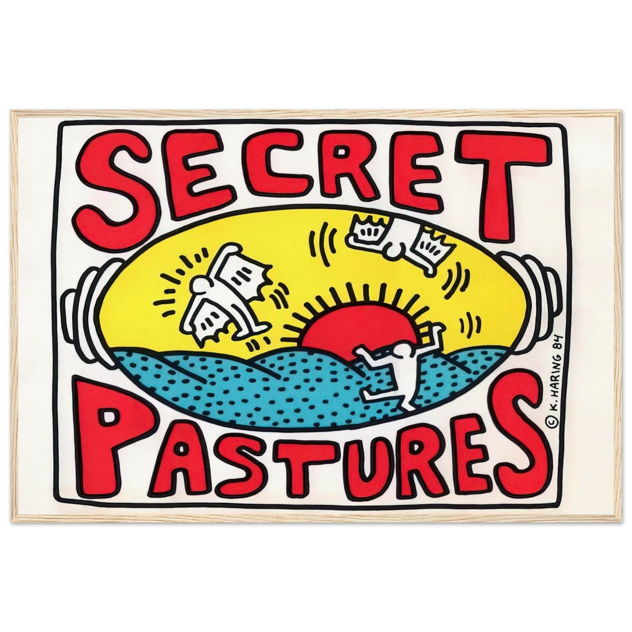 PROMOTIONAL POSTER FOR SECRET PASTURES 1984 Framed Poster | Keith Haring Framed Prints Wall Art | Keith Haring Prints