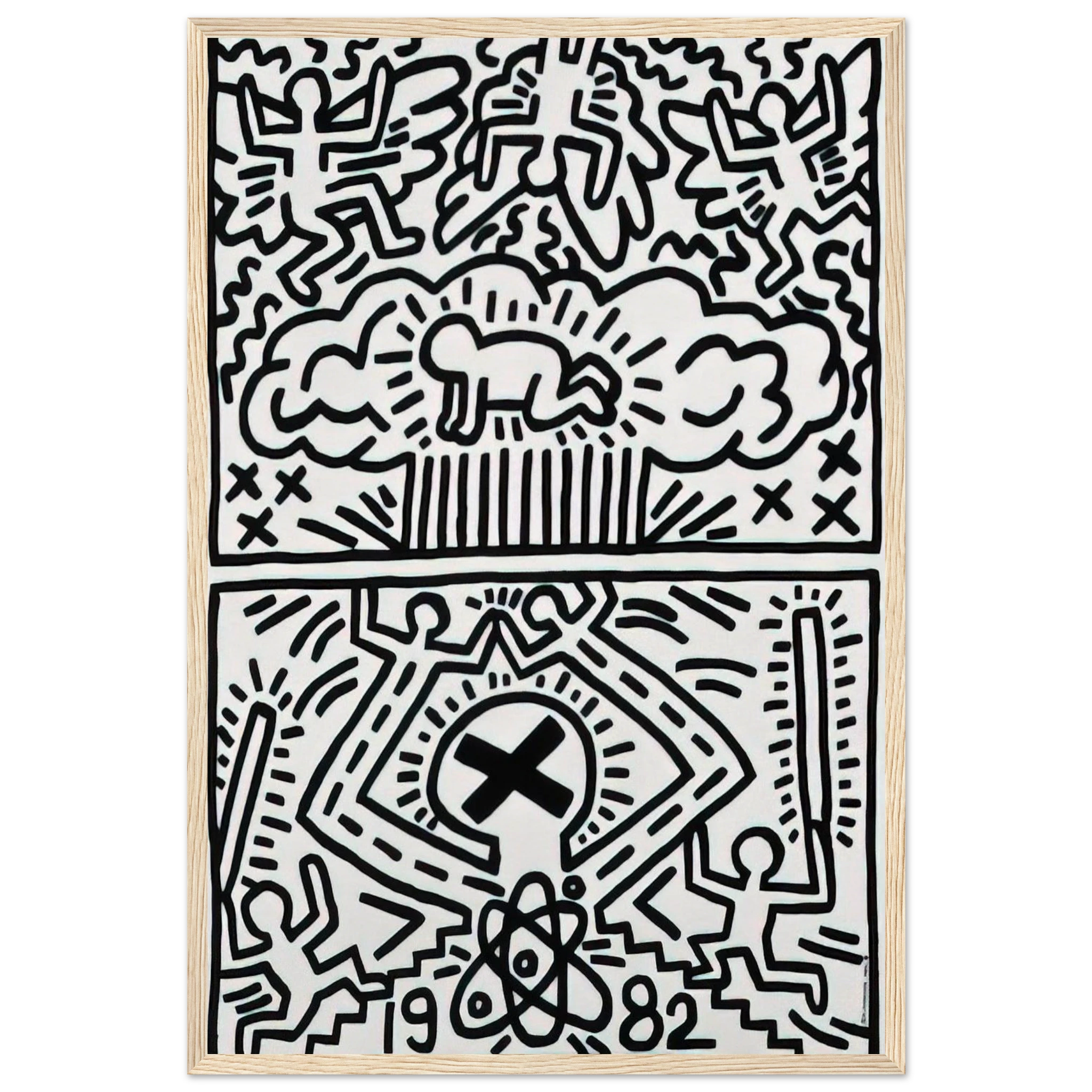ANTI NUCLEAR RALLY 1982 Framed Poster | Keith Haring Framed Prints Wall Art | Keith Haring Prints