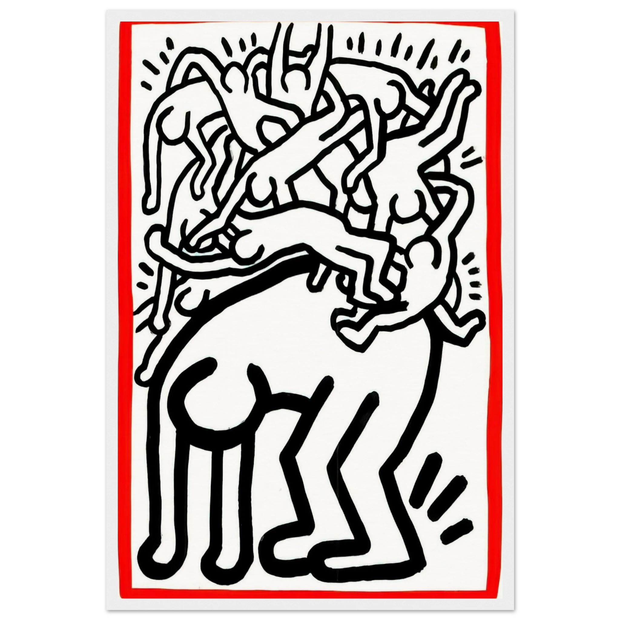 FIGHT AIDS WORLDWIDE 1990 Framed Poster | Keith Haring Framed Prints Wall Art | Keith Haring Prints