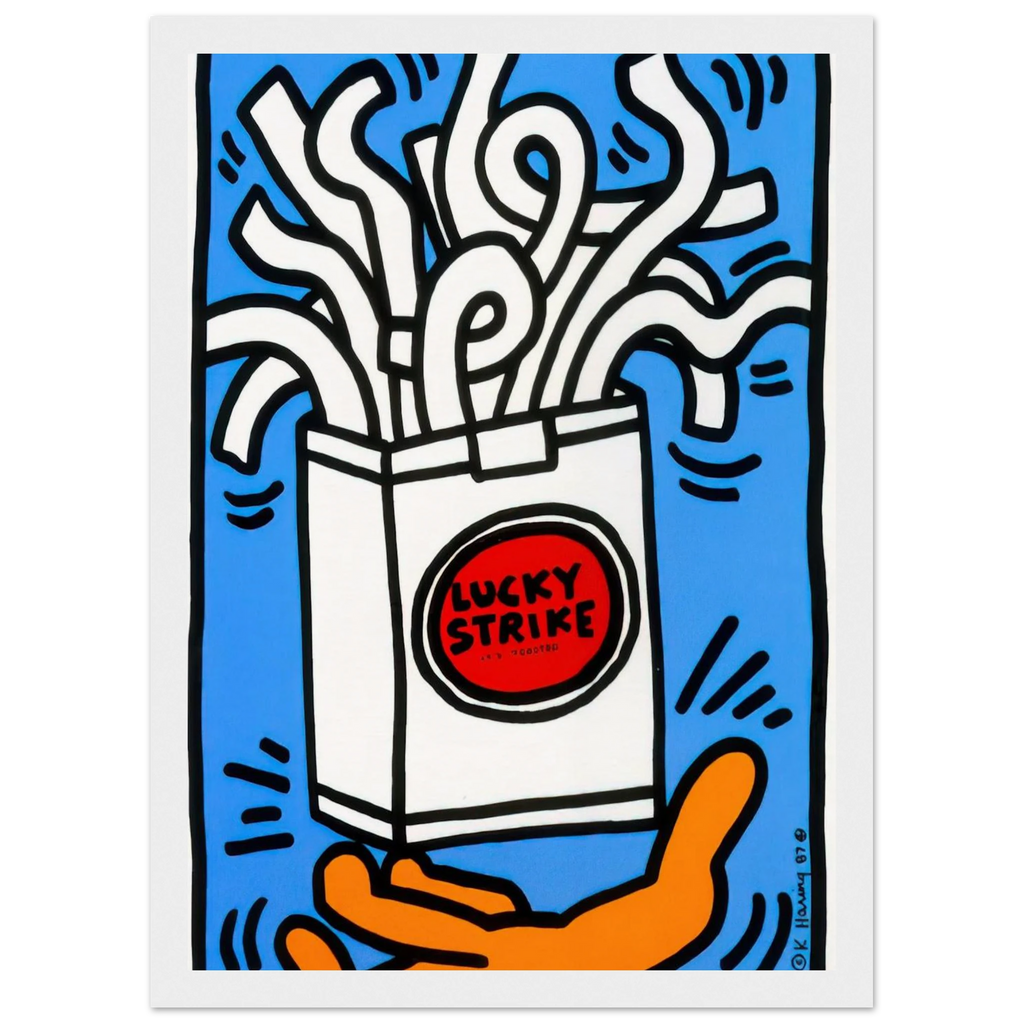 LUCKY STRIKE 1987 Framed Poster | Keith Haring Framed Prints Wall Art | Keith Haring Prints