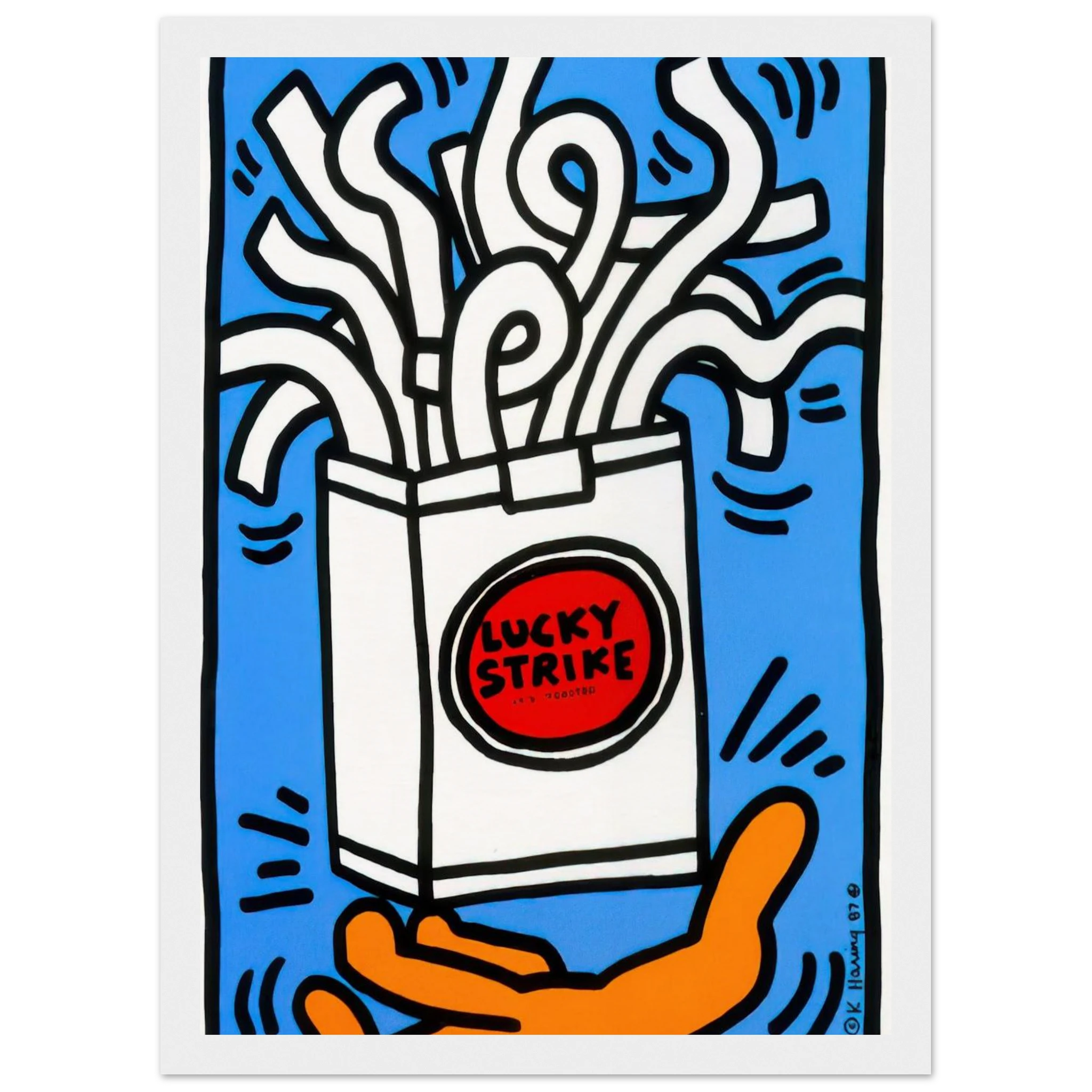 LUCKY STRIKE 1987 Framed Poster | Keith Haring Framed Prints Wall Art | Keith Haring Prints