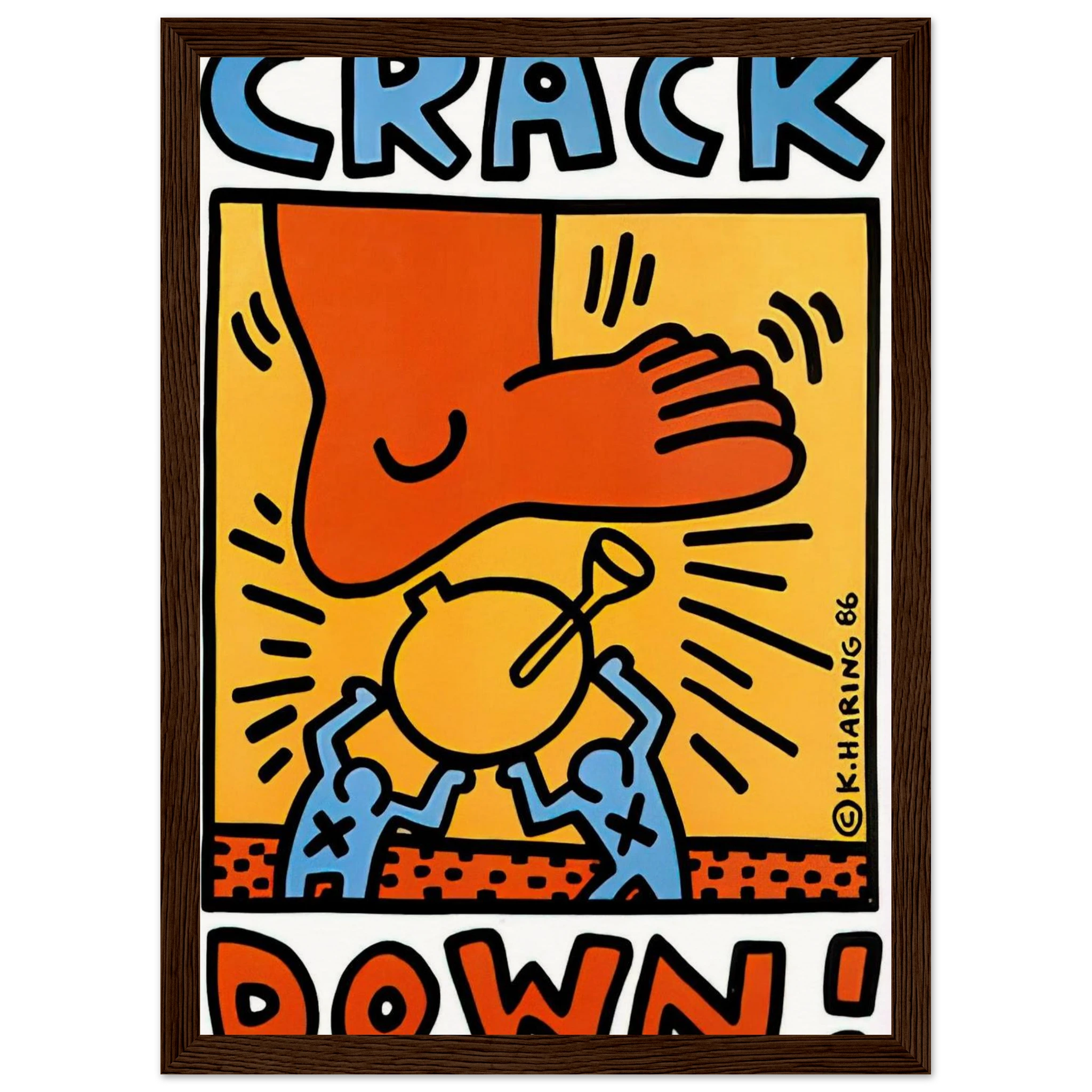 CRACK DOWN 1986 Framed Poster | Keith Haring Framed Prints Wall Art | Keith Haring Prints