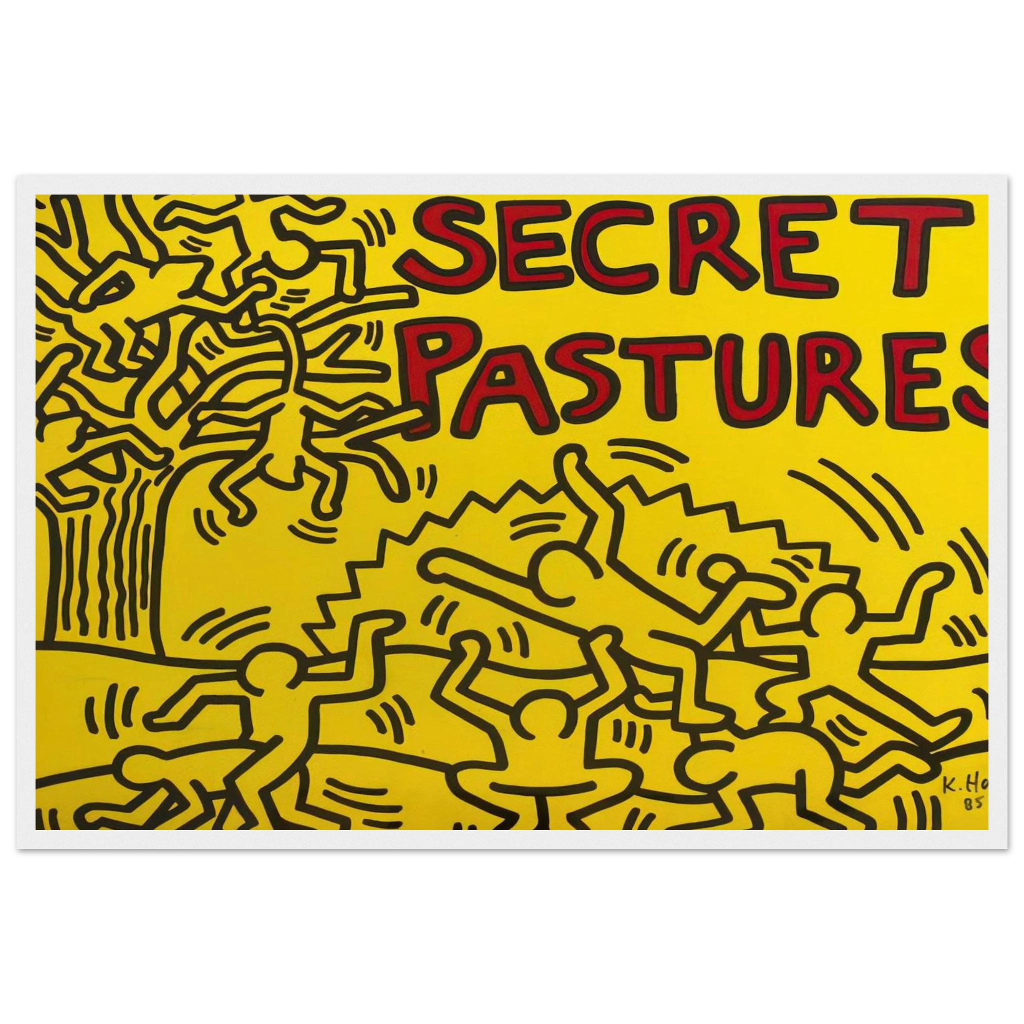A POSTER FOR THE BILL T JONES AND ARNIE ZANE PERFORMANCE PIECE SECRET PASTURES 1984 Framed Poster | Keith Haring Framed Prints Wall Art | Keith Haring Prints