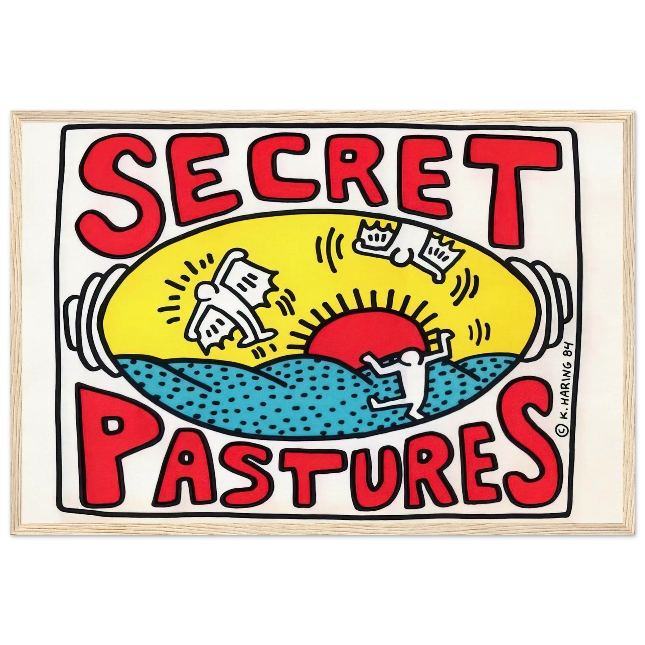 PROMOTIONAL POSTER FOR SECRET PASTURES 1984 Framed Poster | Keith Haring Framed Prints Wall Art | Keith Haring Prints