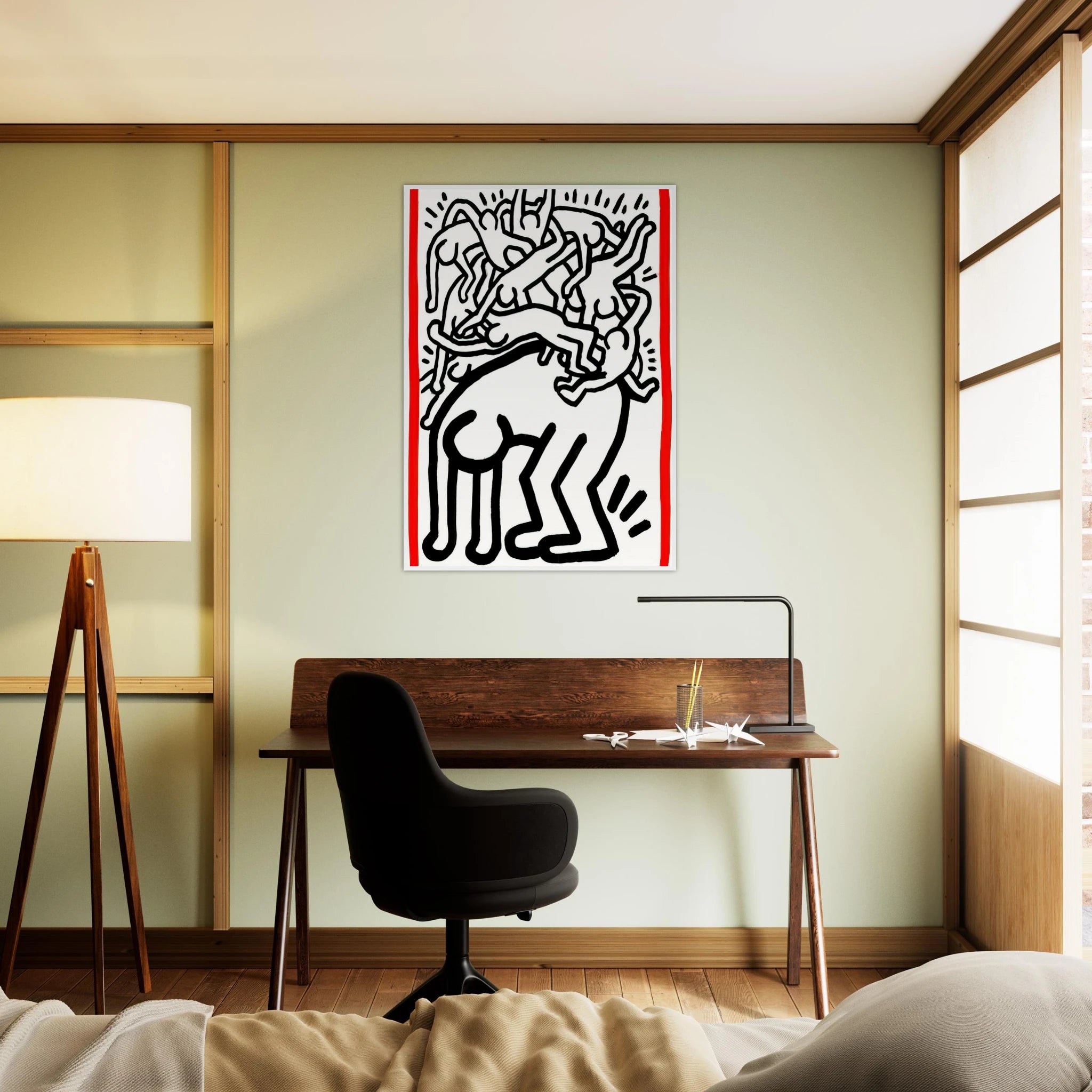 FIGHT AIDS WORLDWIDE 1990 Framed Poster | Keith Haring Framed Prints Wall Art | Keith Haring Prints