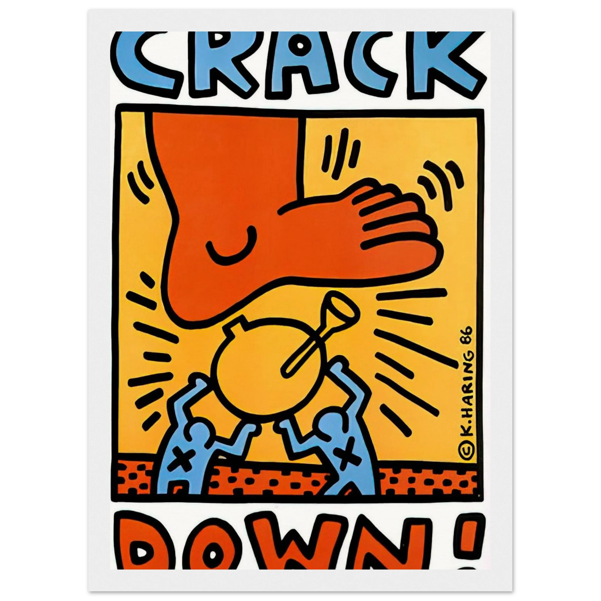 CRACK DOWN 1986 Framed Poster | Keith Haring Framed Prints Wall Art | Keith Haring Prints