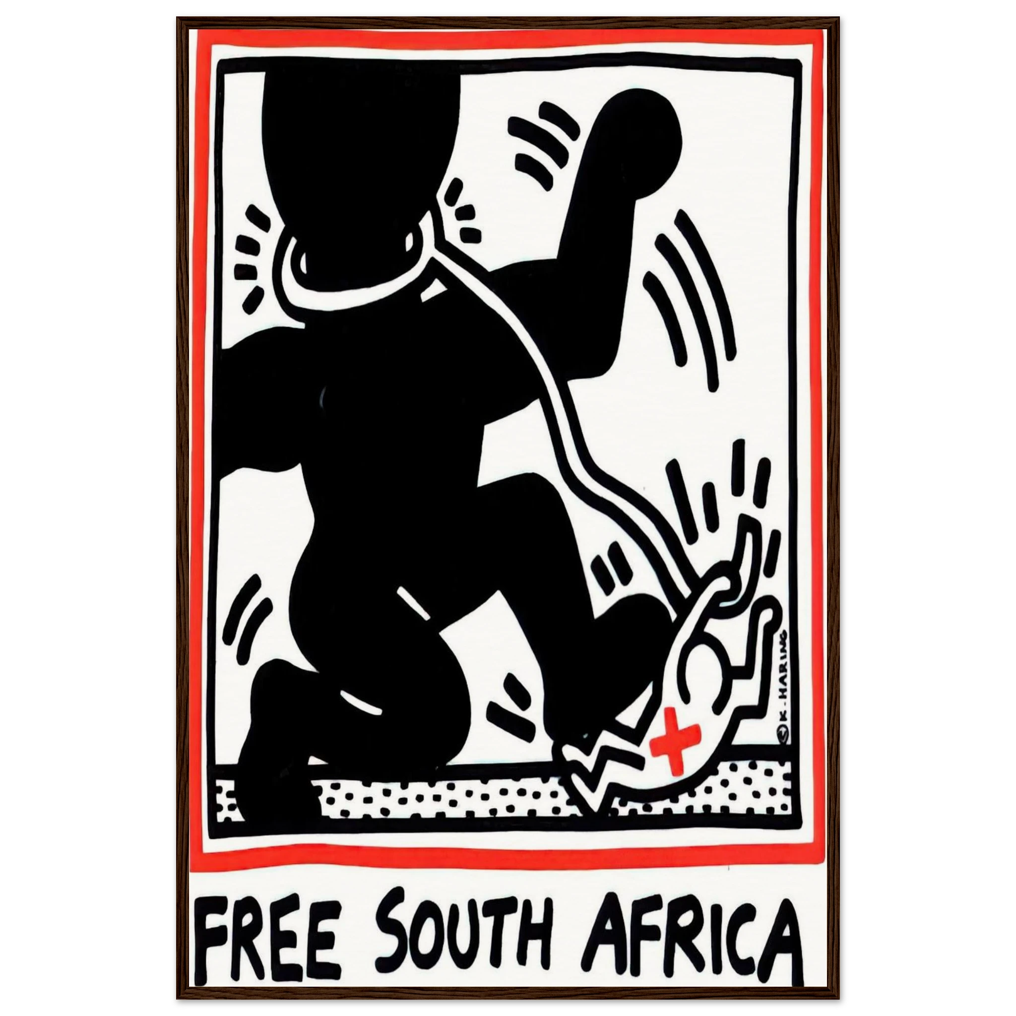 FREE SOUTH AFRICA 1985 Framed Poster | Keith Haring Framed Prints Wall Art | Keith Haring Prints