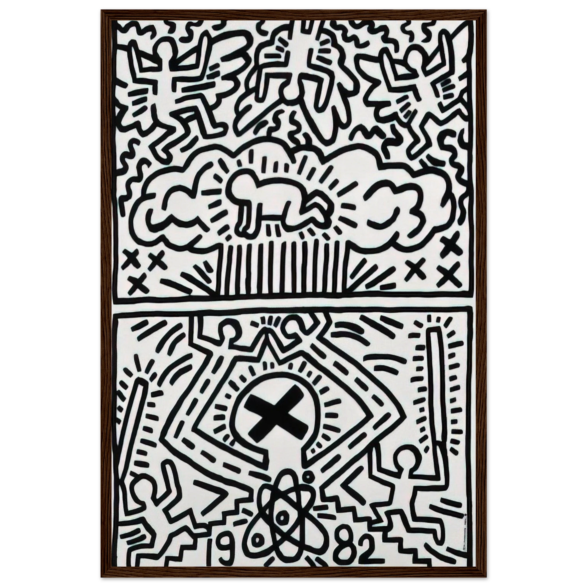 ANTI NUCLEAR RALLY 1982 Framed Poster | Keith Haring Framed Prints Wall Art | Keith Haring Prints