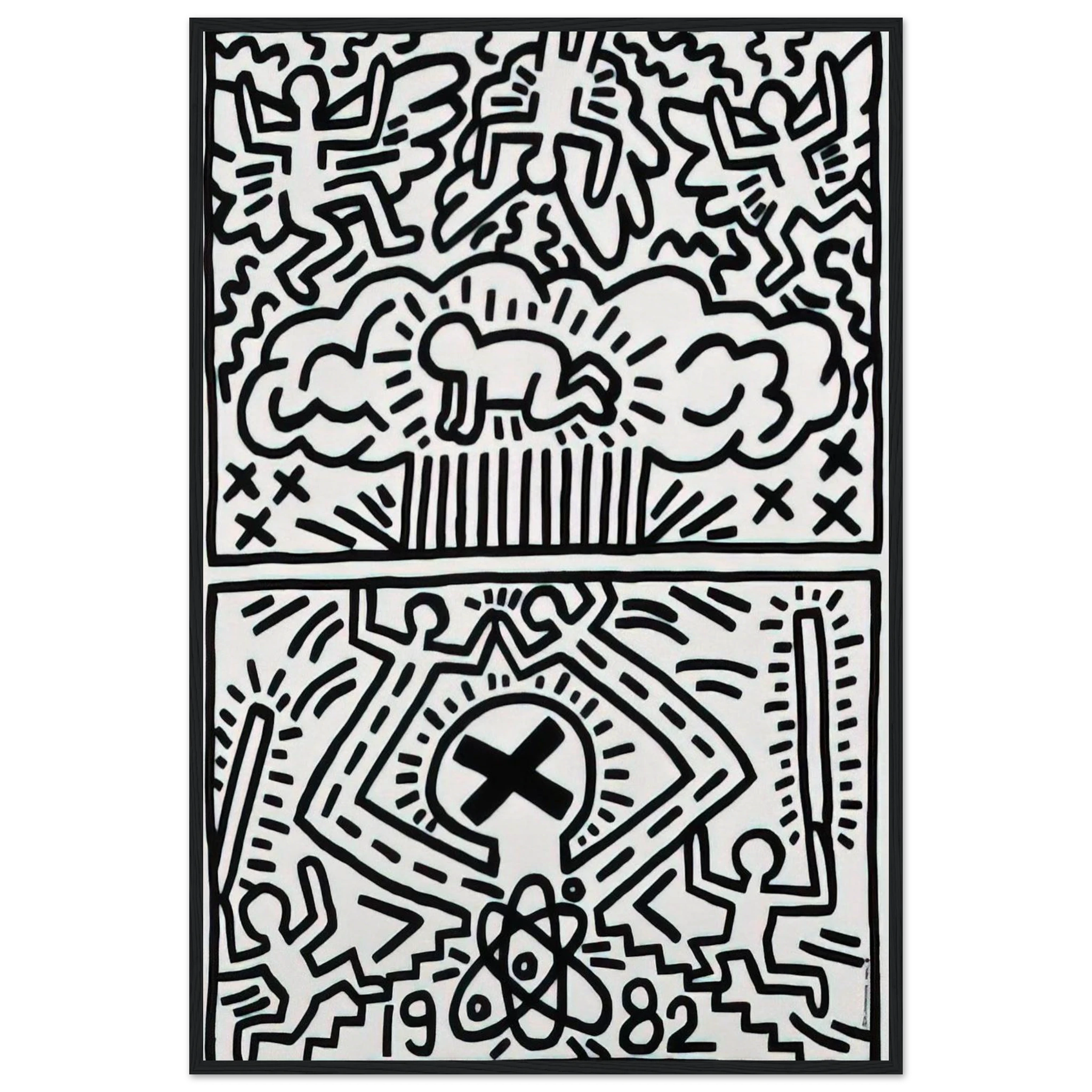 ANTI NUCLEAR RALLY 1982 Framed Poster | Keith Haring Framed Prints Wall Art | Keith Haring Prints