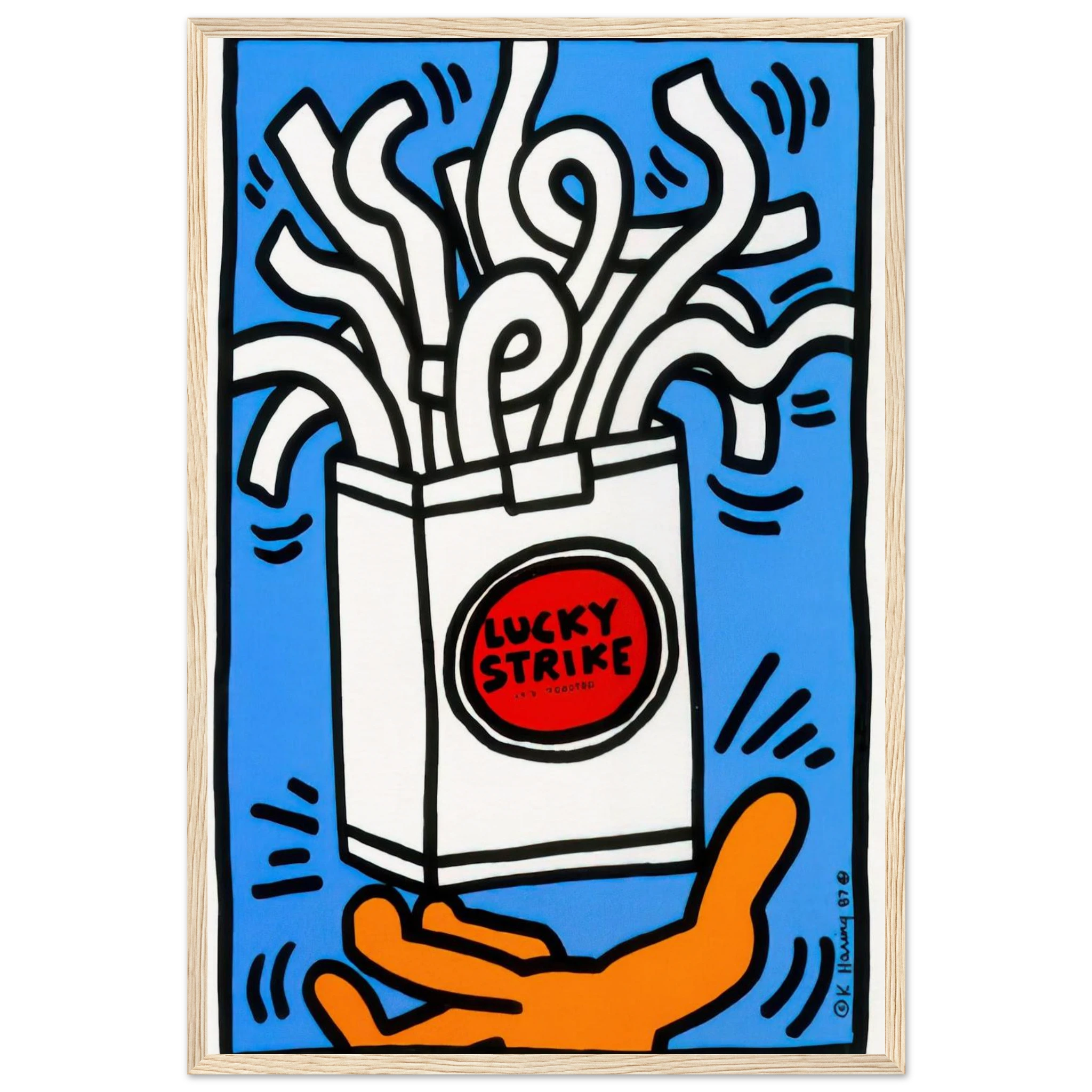 LUCKY STRIKE 1987 Framed Poster | Keith Haring Framed Prints Wall Art | Keith Haring Prints