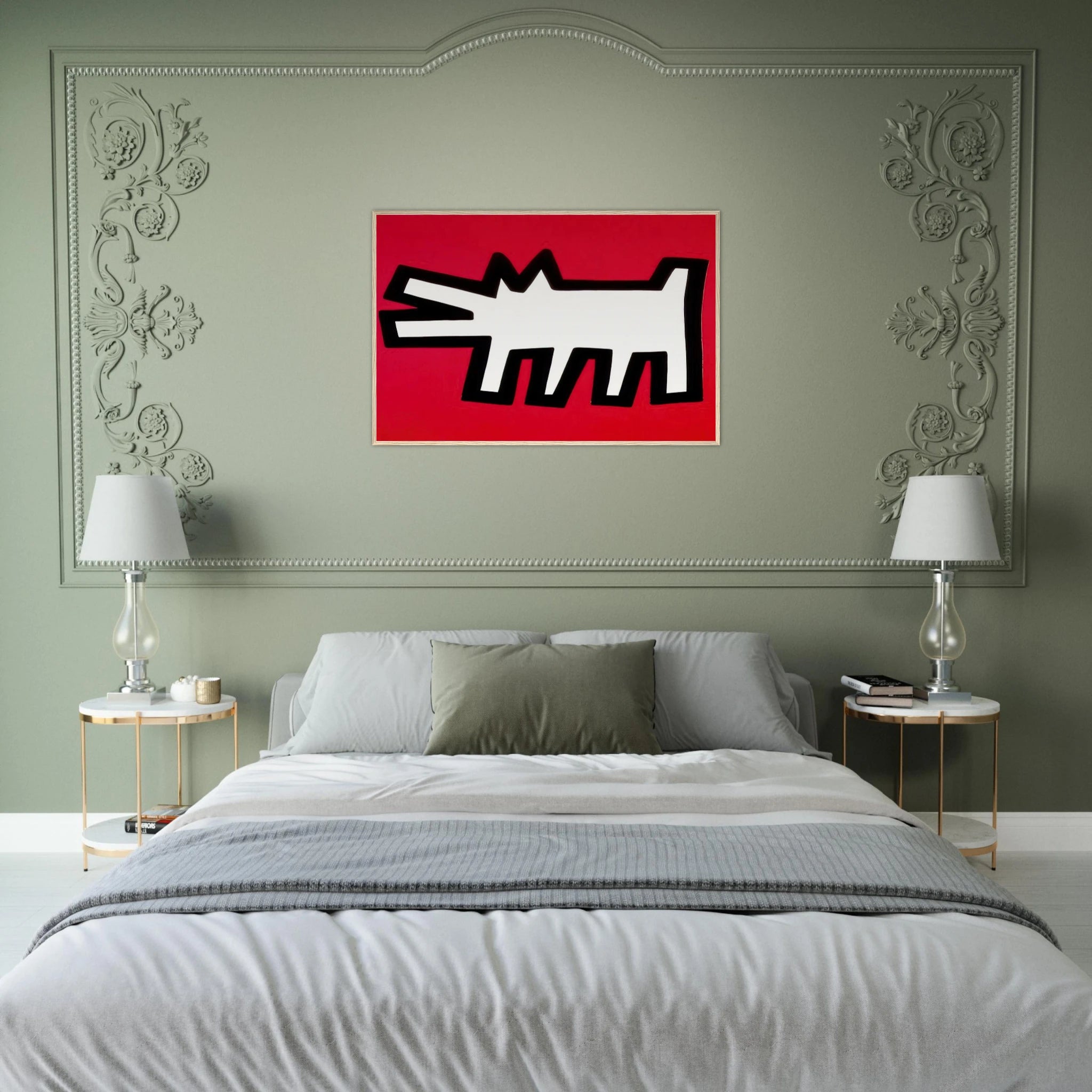 BARKING DOG 1990 Framed Poster | Keith Haring Framed Prints Wall Art | Keith Haring Prints