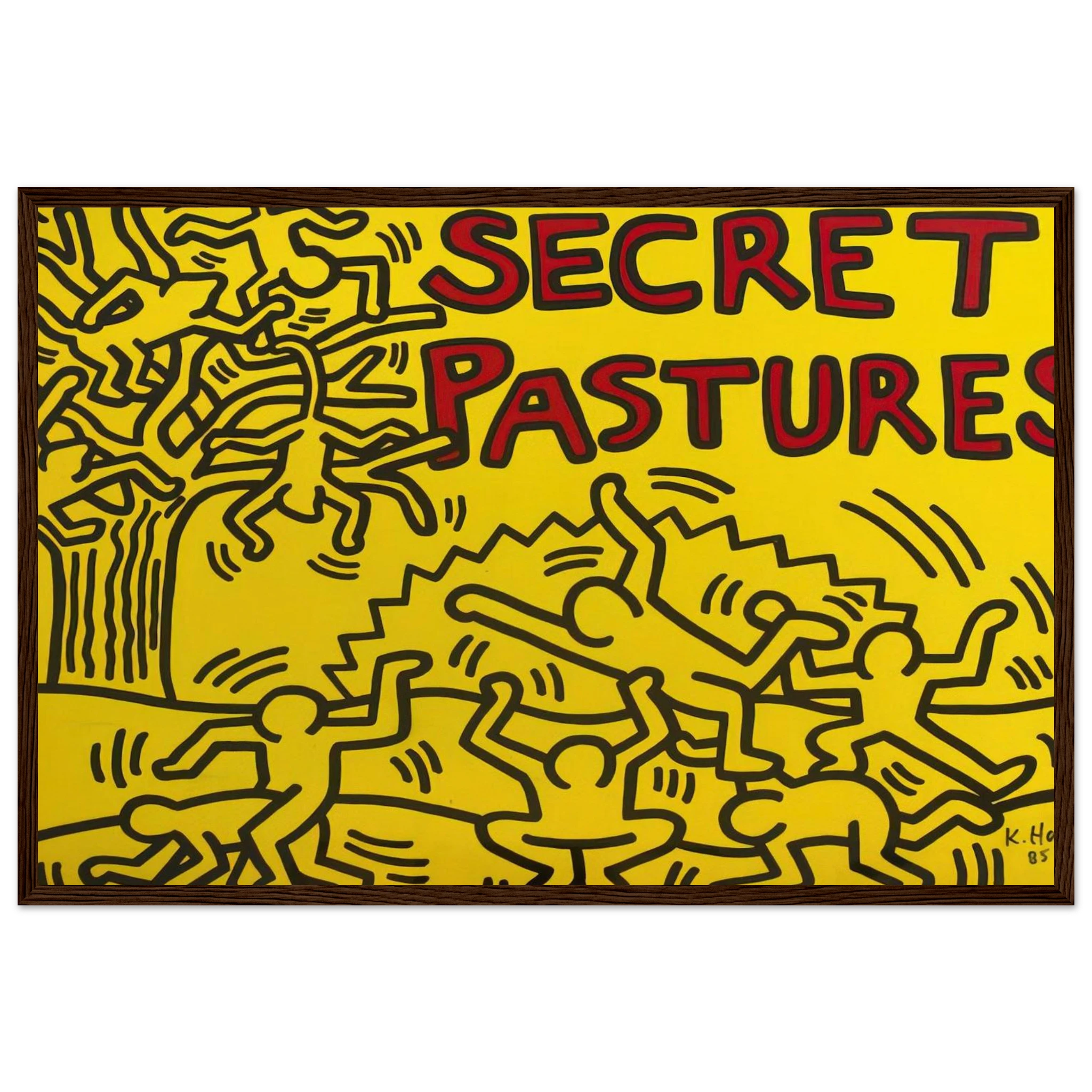 A POSTER FOR THE BILL T JONES AND ARNIE ZANE PERFORMANCE PIECE SECRET PASTURES 1984 Framed Poster | Keith Haring Framed Prints Wall Art | Keith Haring Prints