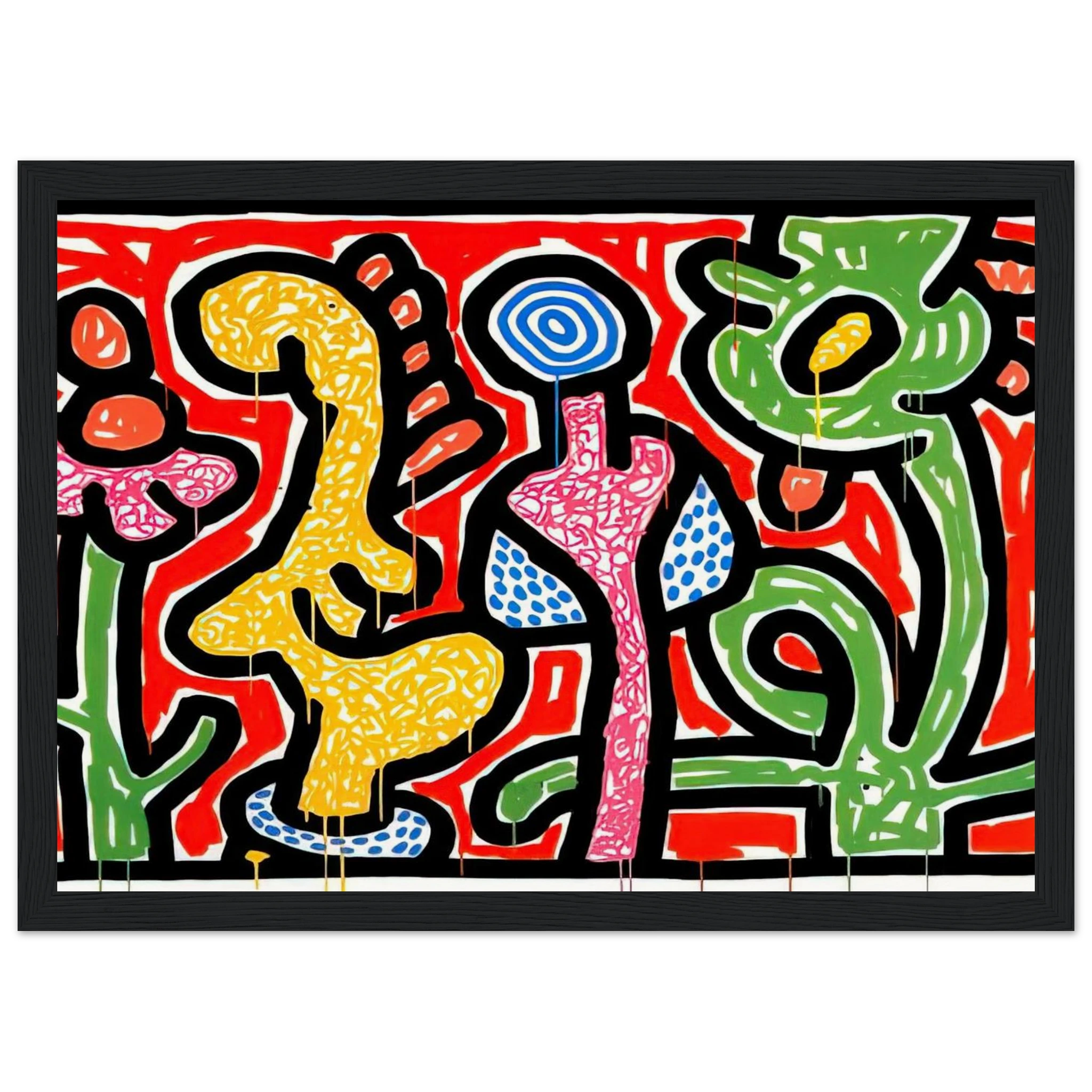 FLOWERS IV 1990 Framed Poster | Keith Haring Framed Prints Wall Art | Keith Haring Prints