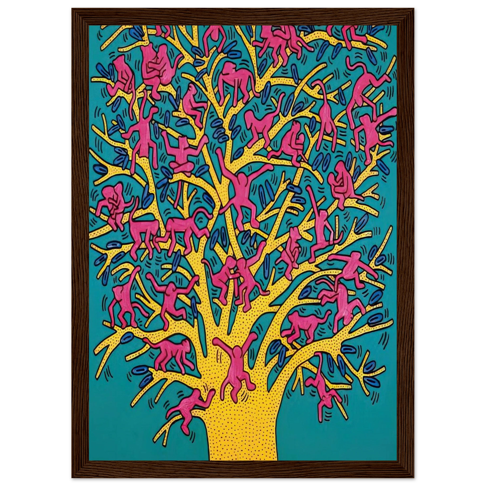 THE TREE OF MONKEYS Framed Poster | Keith Haring Framed Prints Wall Art | Keith Haring Prints