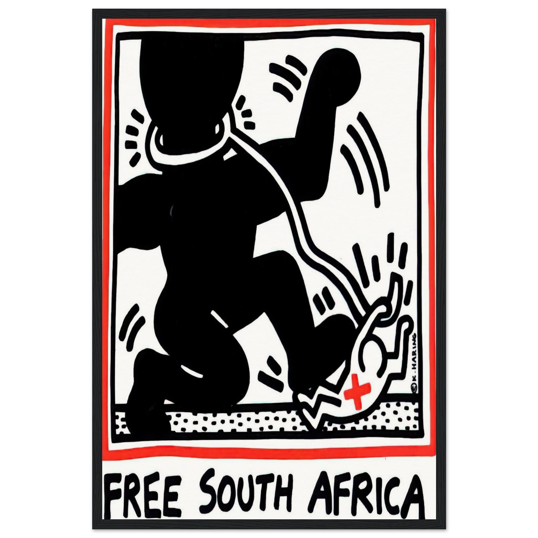 FREE SOUTH AFRICA 1985 Framed Poster | Keith Haring Framed Prints Wall Art | Keith Haring Prints