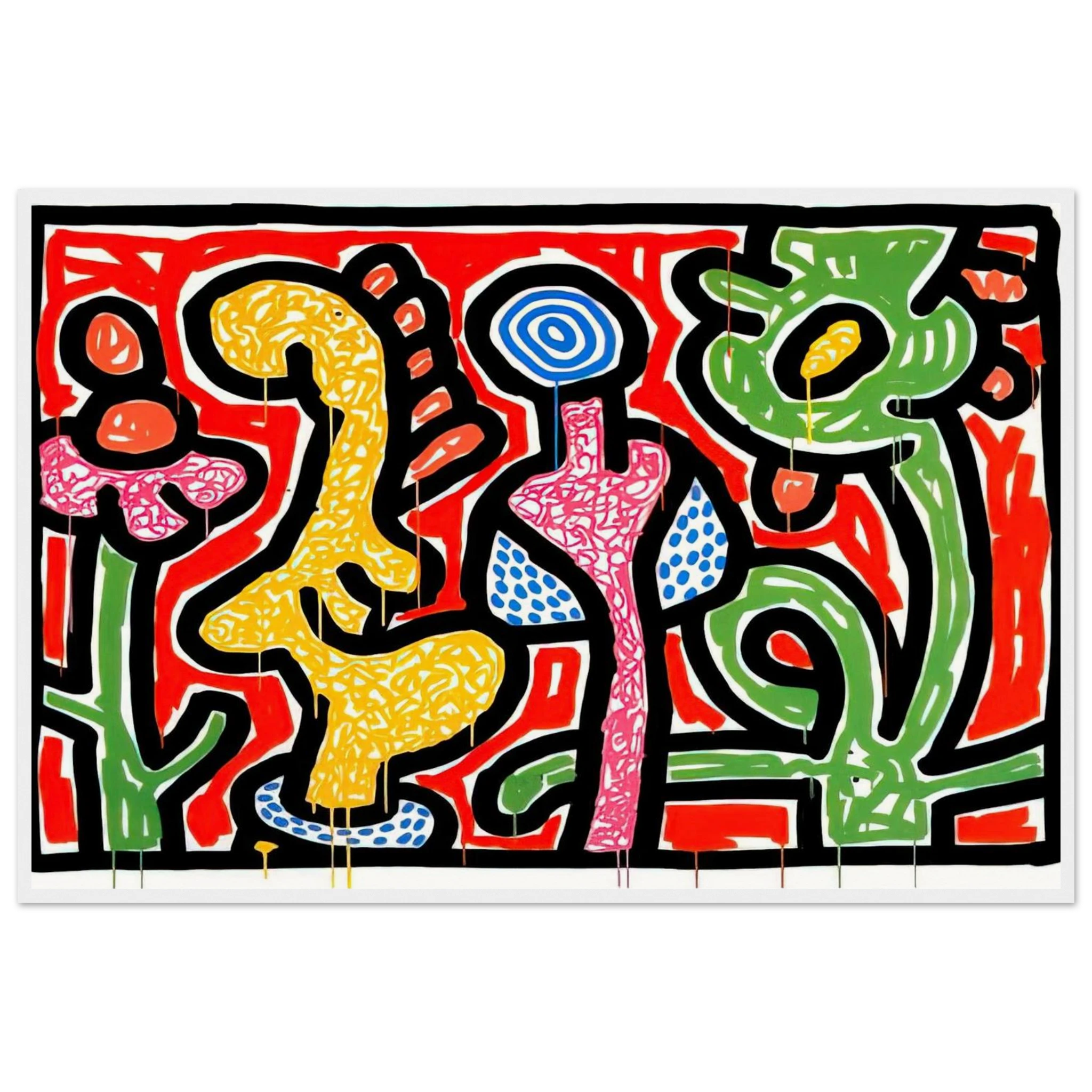 FLOWERS IV 1990 Framed Poster | Keith Haring Framed Prints Wall Art | Keith Haring Prints