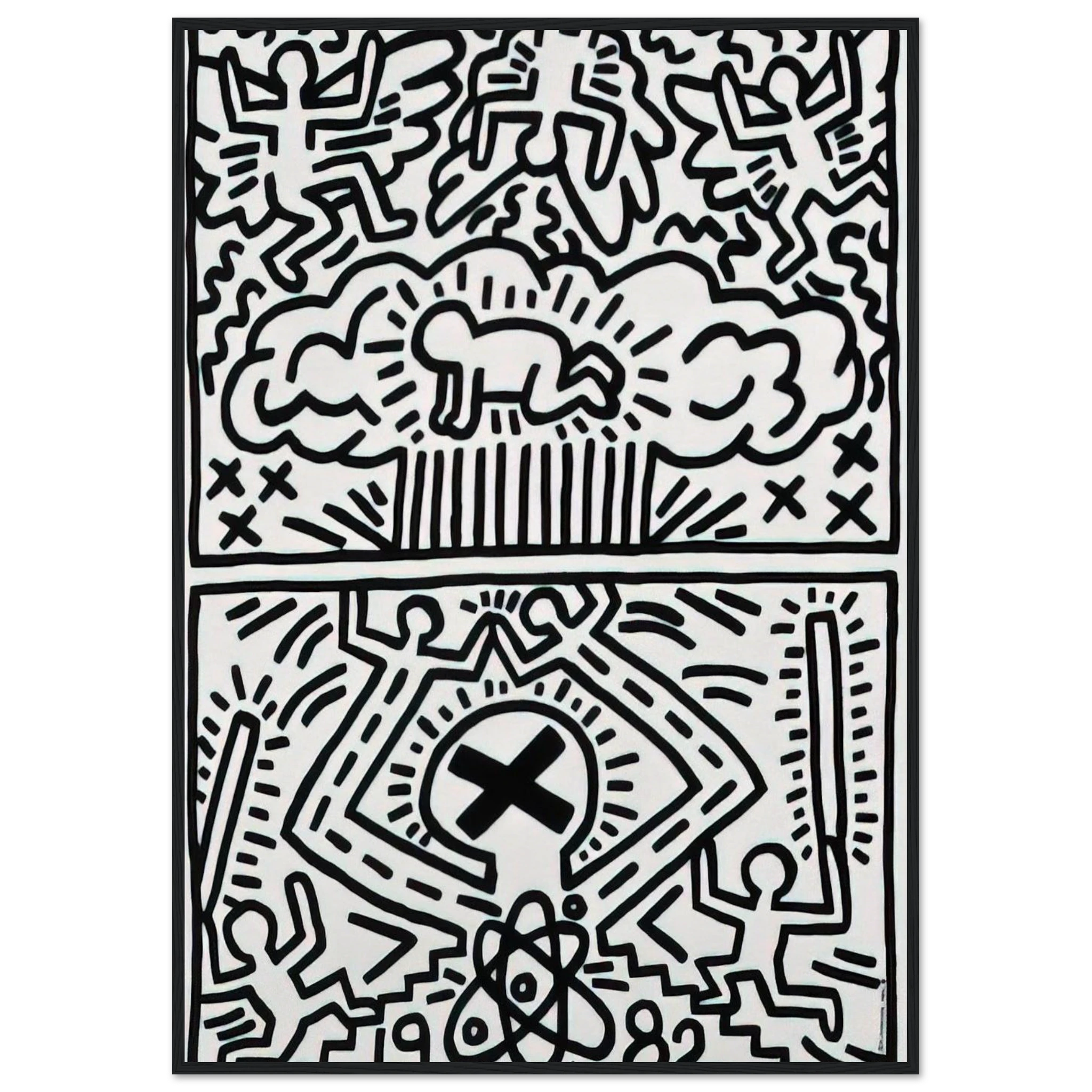 ANTI NUCLEAR RALLY 1982 Framed Poster | Keith Haring Framed Prints Wall Art | Keith Haring Prints