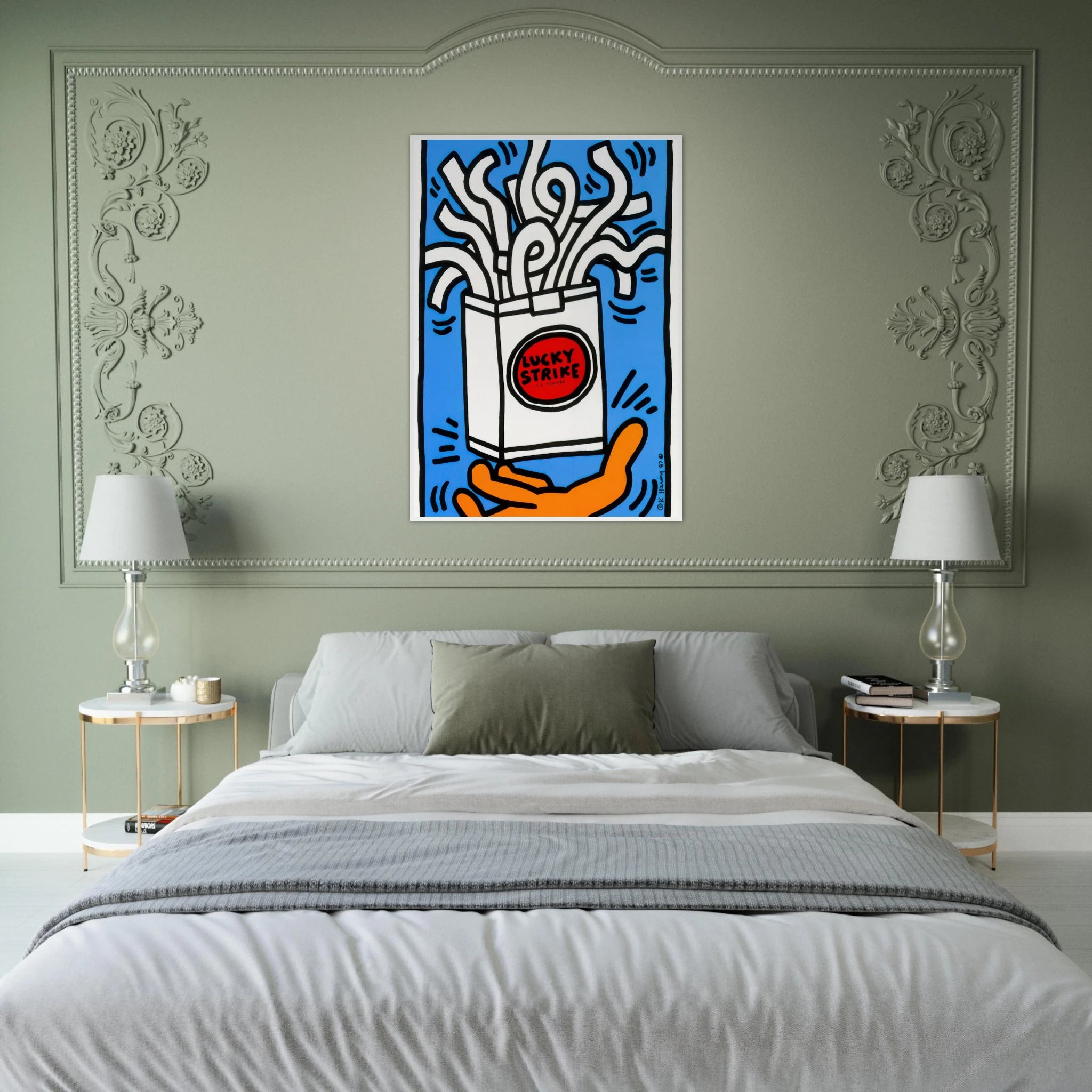 LUCKY STRIKE 1987 Framed Poster | Keith Haring Framed Prints Wall Art | Keith Haring Prints