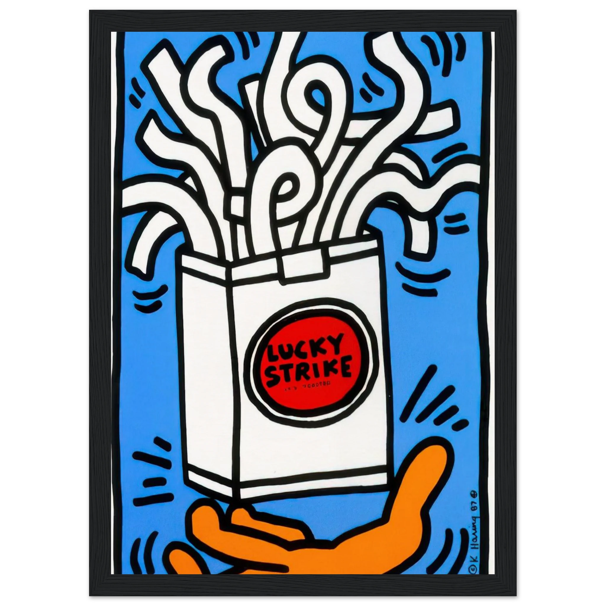 LUCKY STRIKE 1987 Framed Poster | Keith Haring Framed Prints Wall Art | Keith Haring Prints