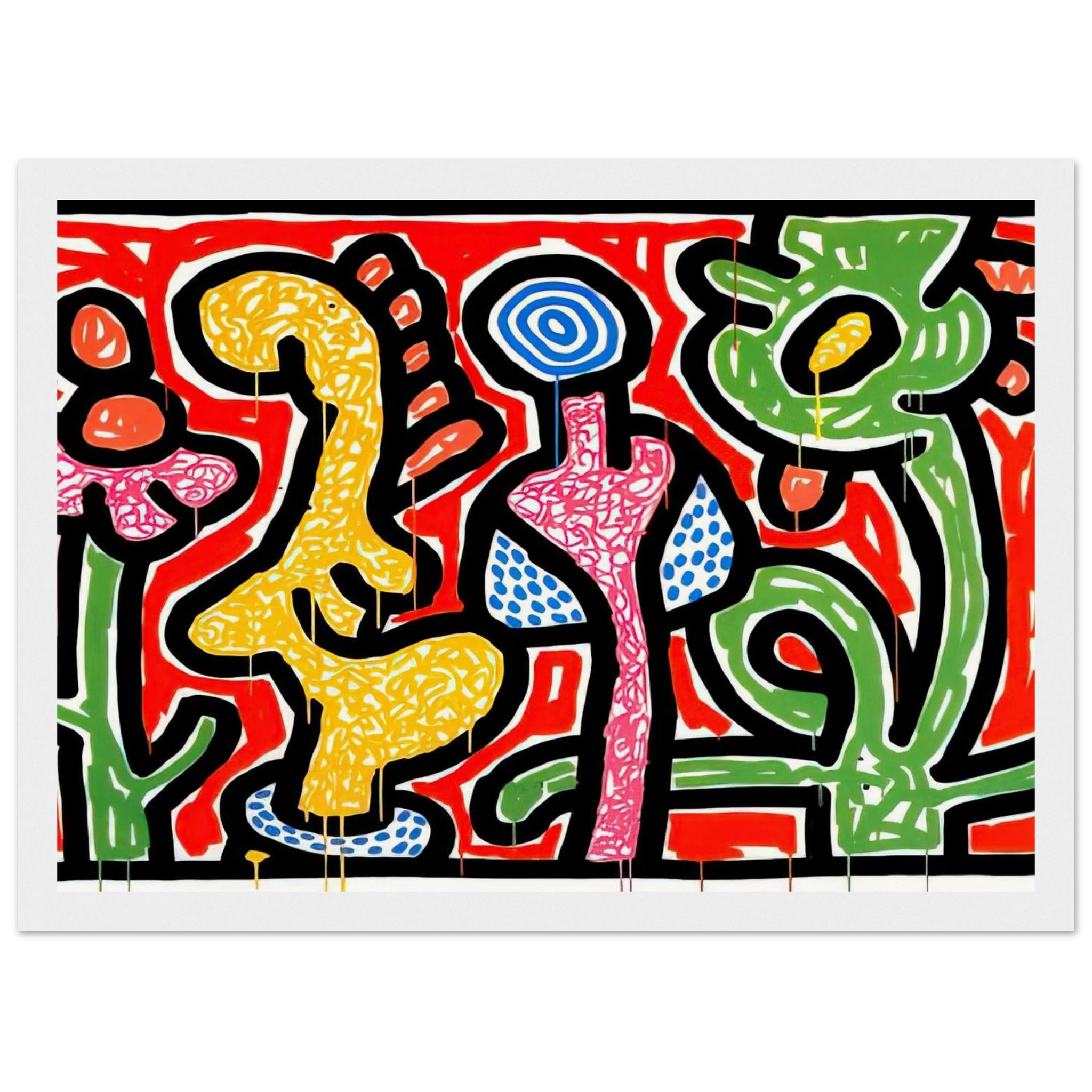 FLOWERS IV 1990 Framed Poster | Keith Haring Framed Prints Wall Art | Keith Haring Prints