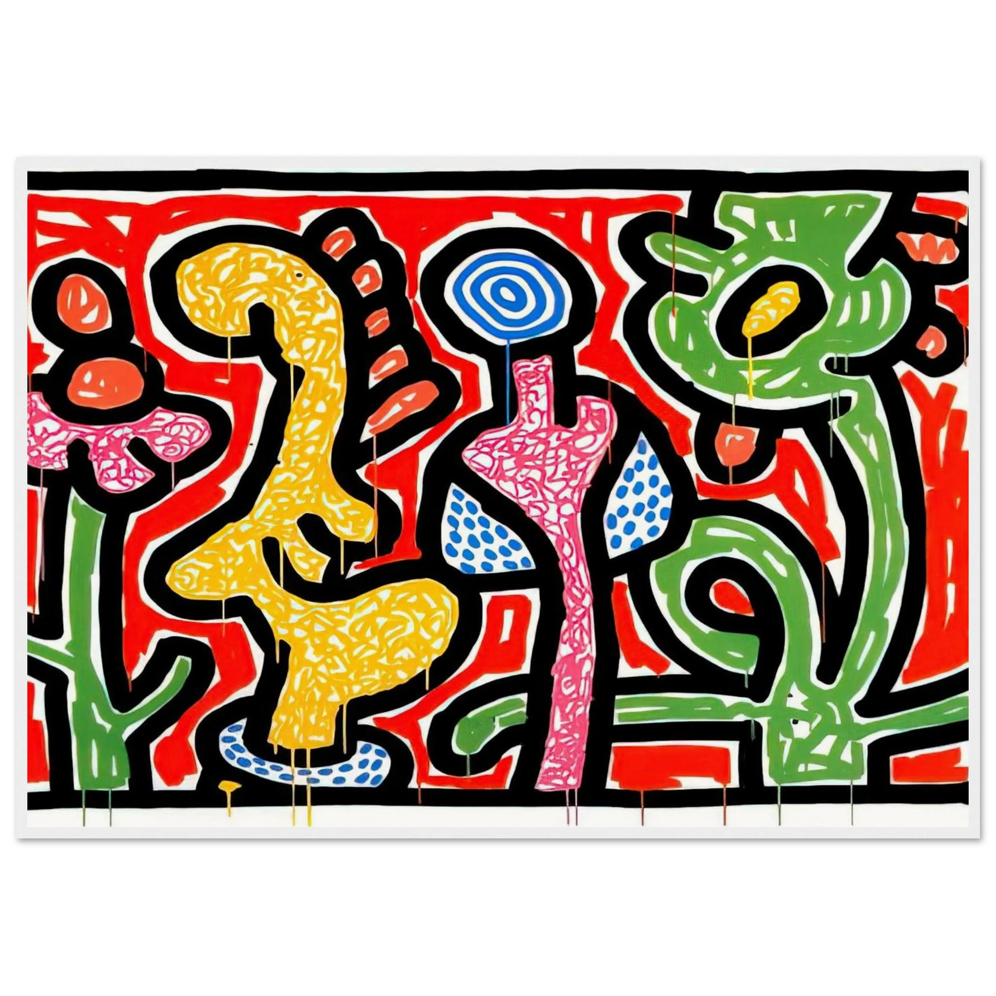 FLOWERS IV 1990 Framed Poster | Keith Haring Framed Prints Wall Art | Keith Haring Prints