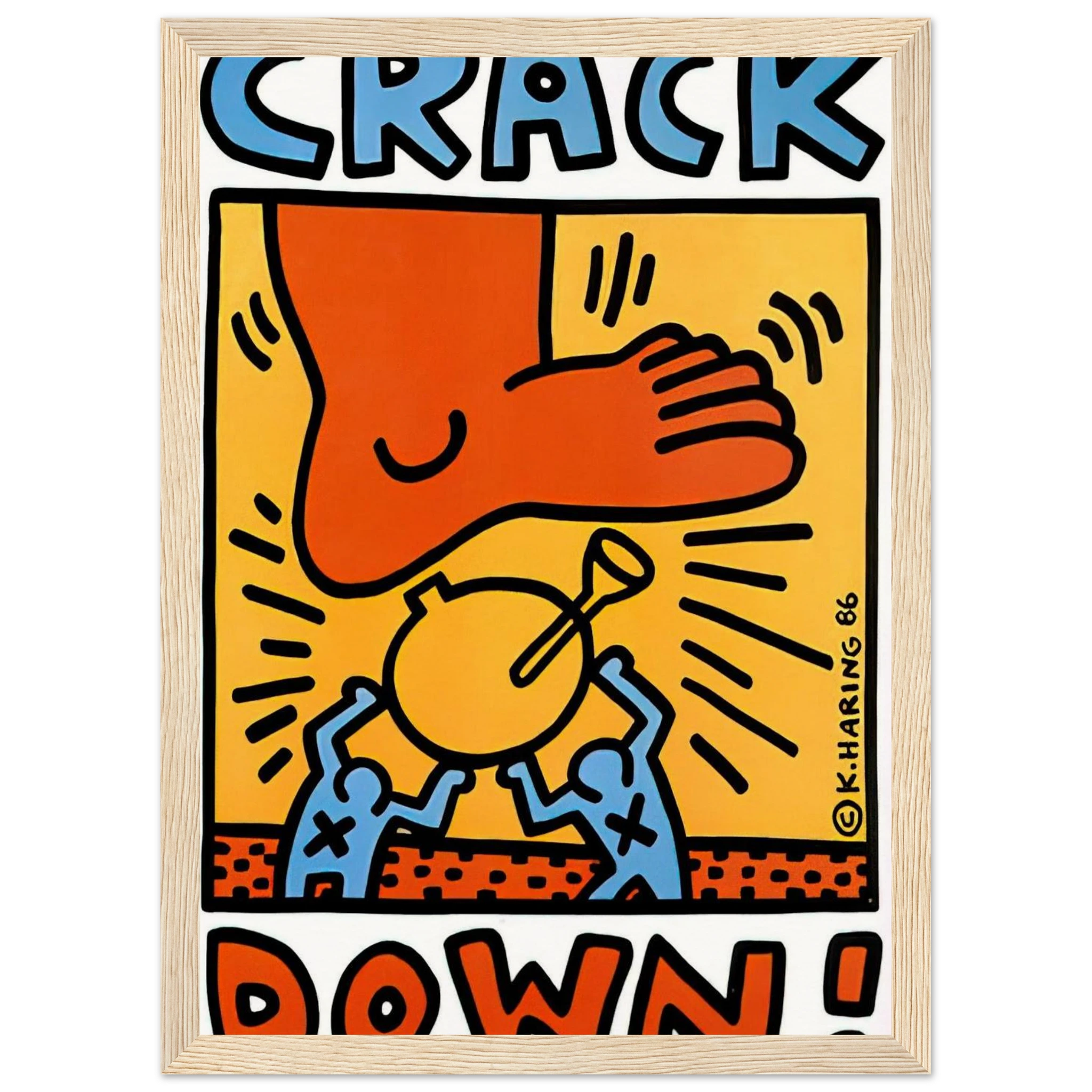 CRACK DOWN 1986 Framed Poster | Keith Haring Framed Prints Wall Art | Keith Haring Prints