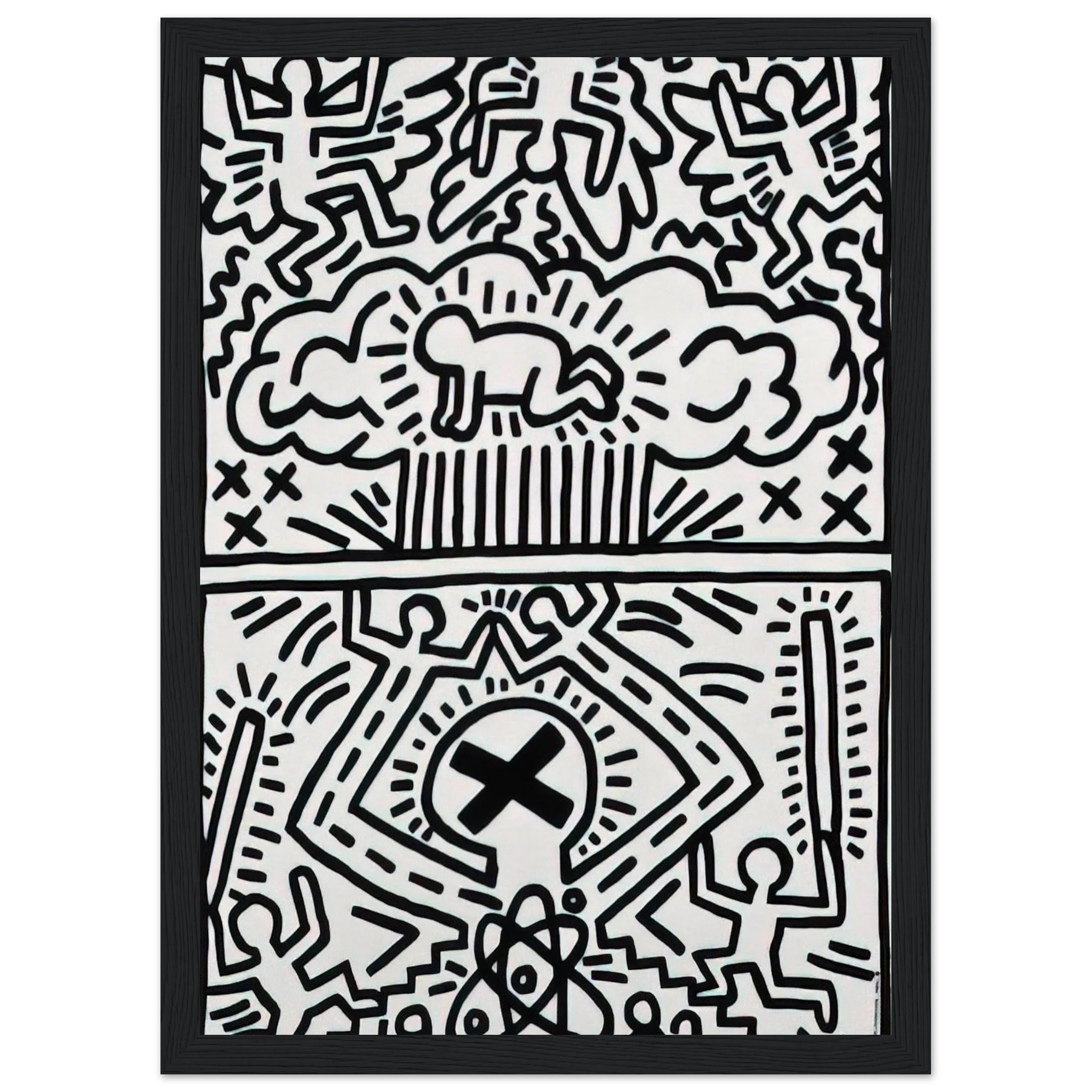 ANTI NUCLEAR RALLY 1982 Framed Poster | Keith Haring Framed Prints Wall Art | Keith Haring Prints