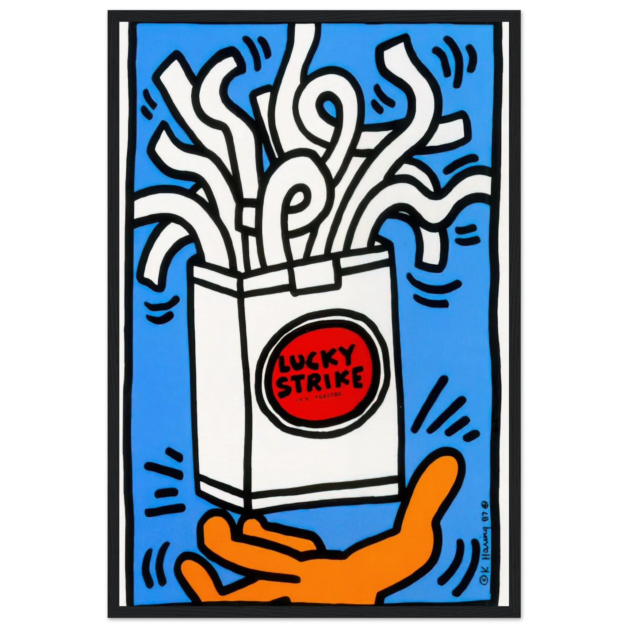 LUCKY STRIKE 1987 Framed Poster | Keith Haring Framed Prints Wall Art | Keith Haring Prints
