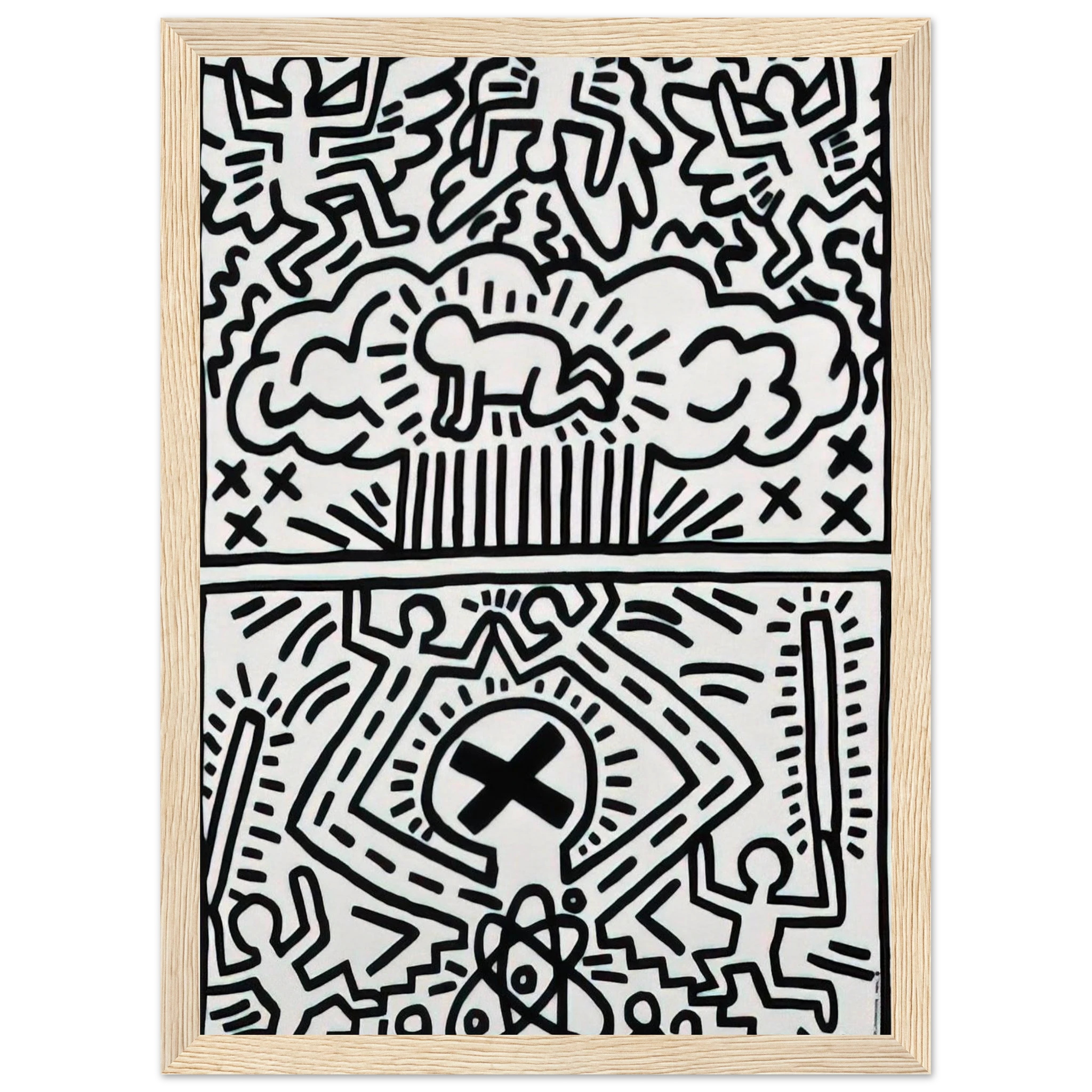 ANTI NUCLEAR RALLY 1982 Framed Poster | Keith Haring Framed Prints Wall Art | Keith Haring Prints