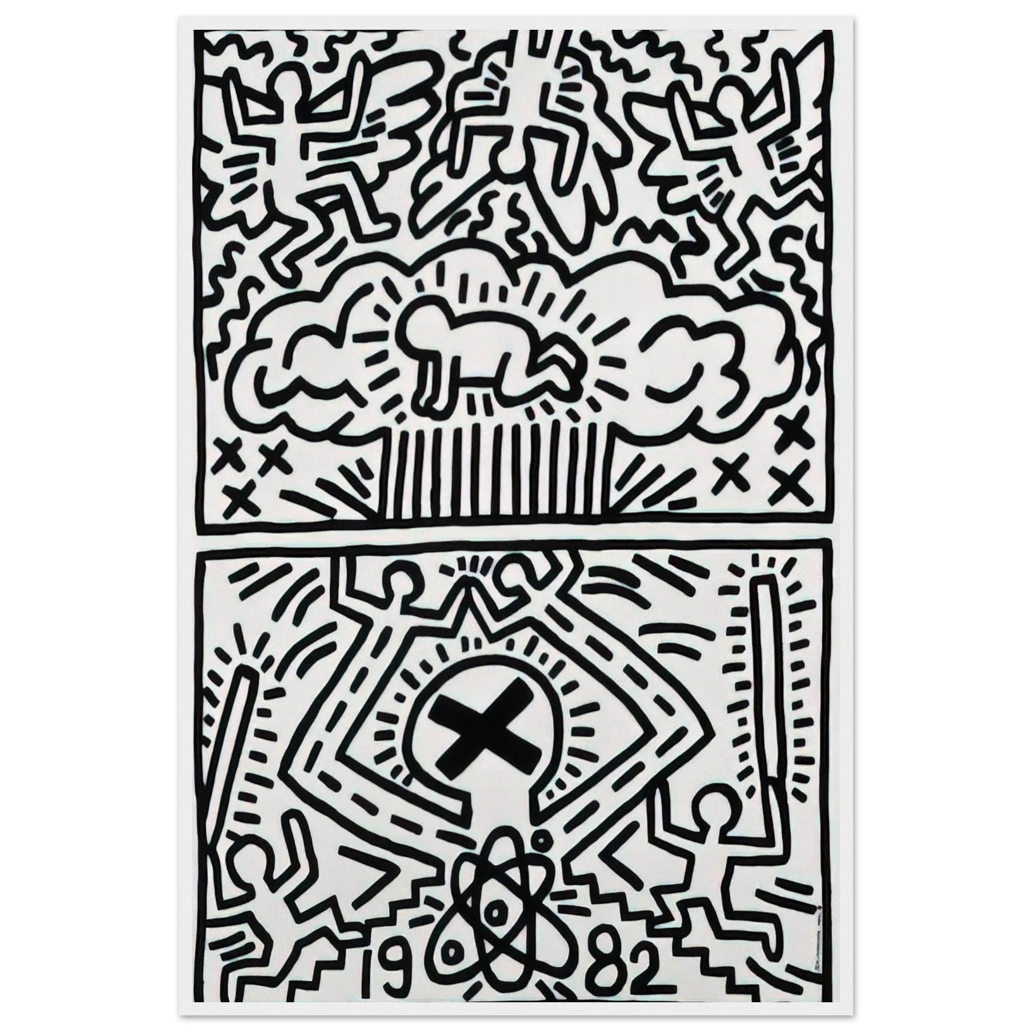 ANTI NUCLEAR RALLY 1982 Framed Poster | Keith Haring Framed Prints Wall Art | Keith Haring Prints