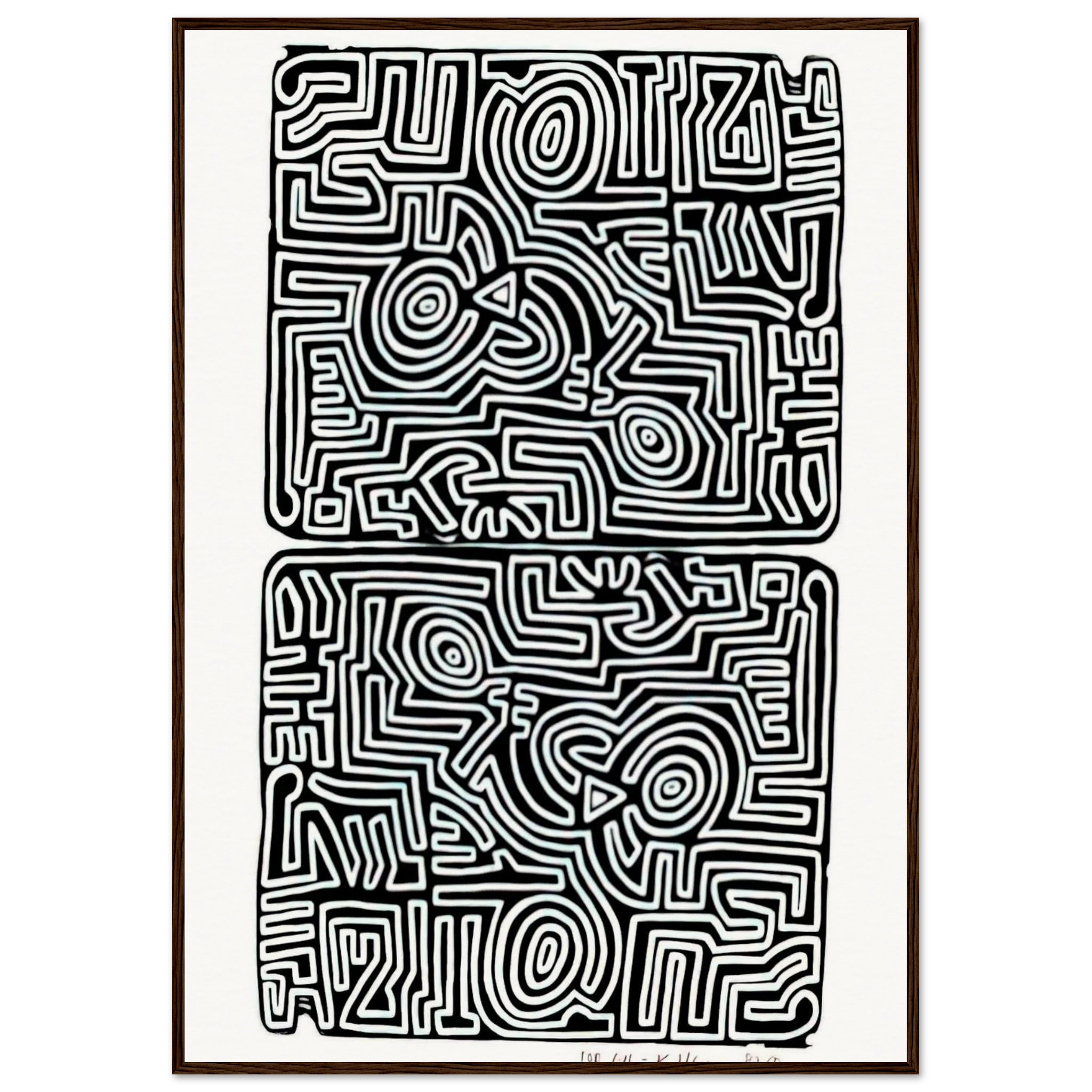 LABYRINTH 1989 Framed Poster | Keith Haring Framed Prints Wall Art | Keith Haring Prints
