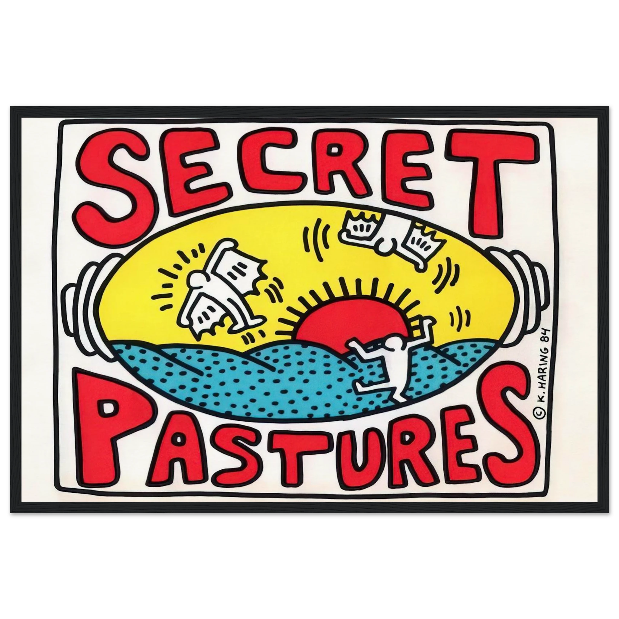PROMOTIONAL POSTER FOR SECRET PASTURES 1984 Framed Poster | Keith Haring Framed Prints Wall Art | Keith Haring Prints