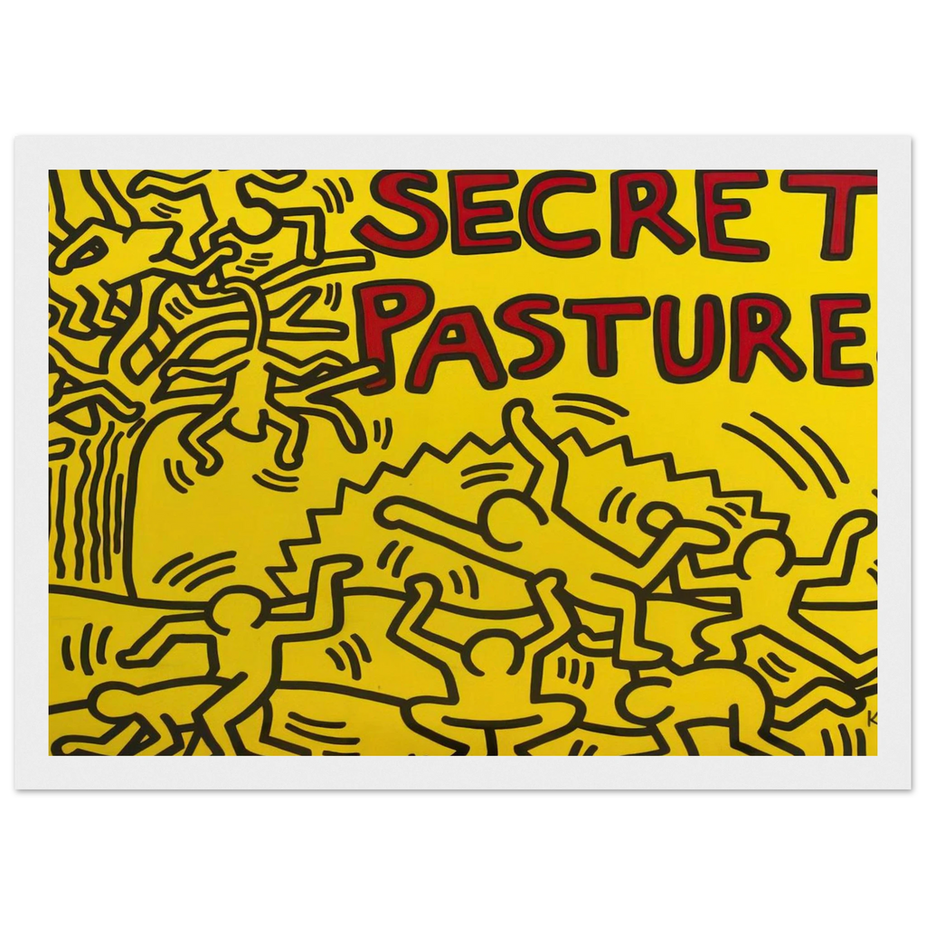 A POSTER FOR THE BILL T JONES AND ARNIE ZANE PERFORMANCE PIECE SECRET PASTURES 1984 Framed Poster | Keith Haring Framed Prints Wall Art | Keith Haring Prints