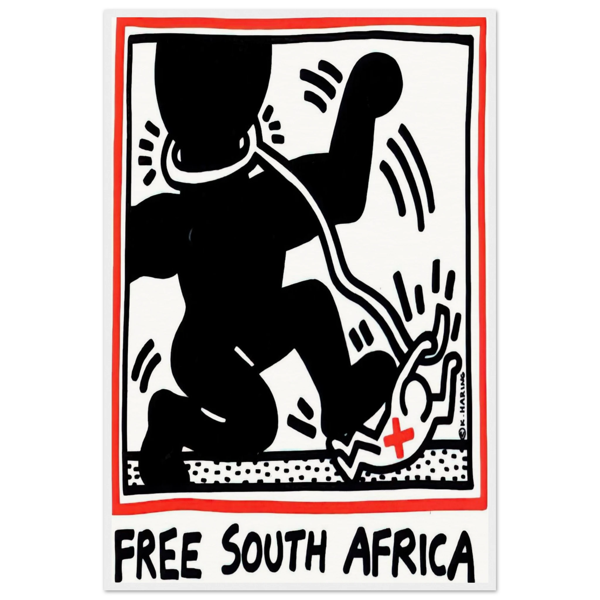 FREE SOUTH AFRICA 1985 Framed Poster | Keith Haring Framed Prints Wall Art | Keith Haring Prints