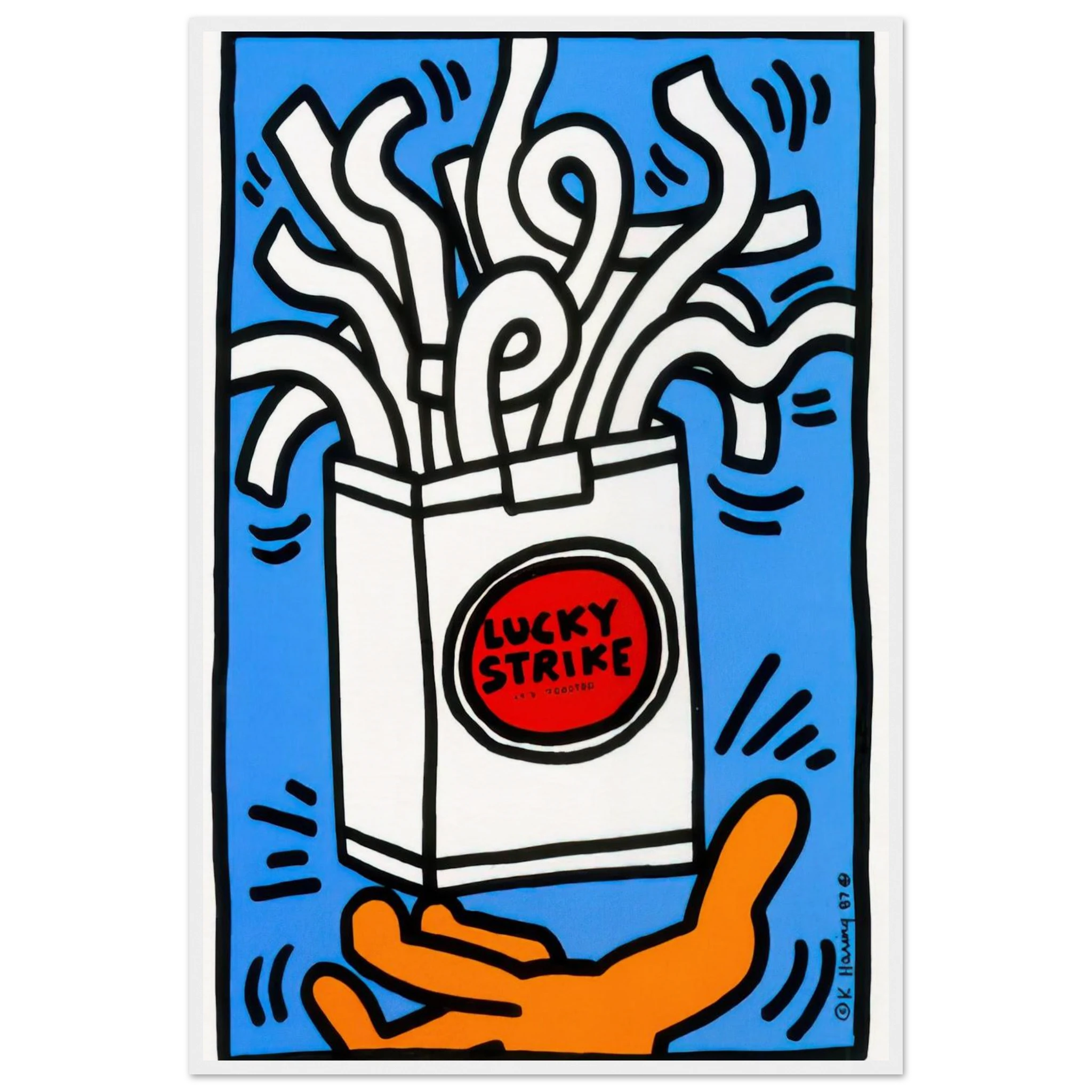 LUCKY STRIKE 1987 Framed Poster | Keith Haring Framed Prints Wall Art | Keith Haring Prints