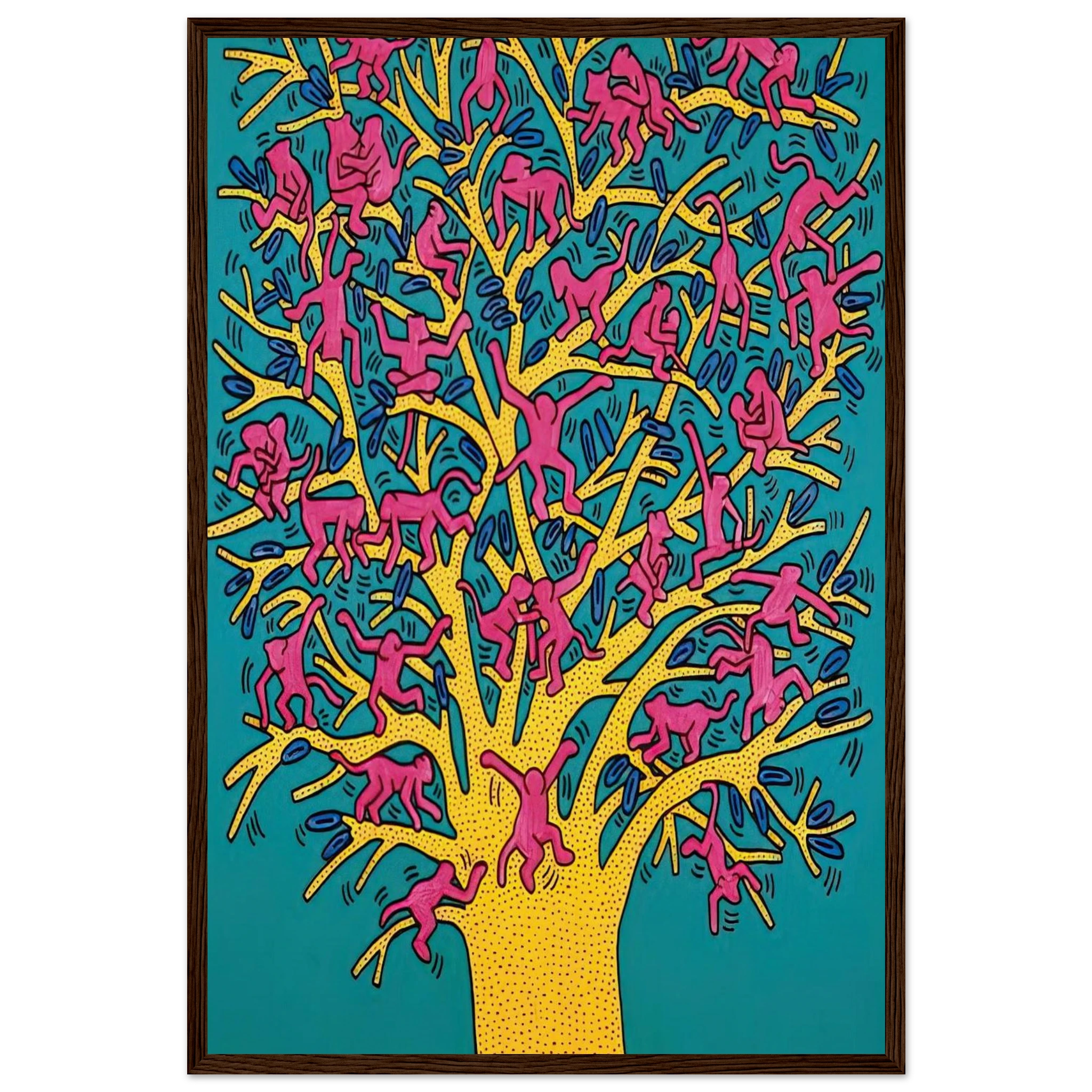 THE TREE OF MONKEYS Framed Poster | Keith Haring Framed Prints Wall Art | Keith Haring Prints