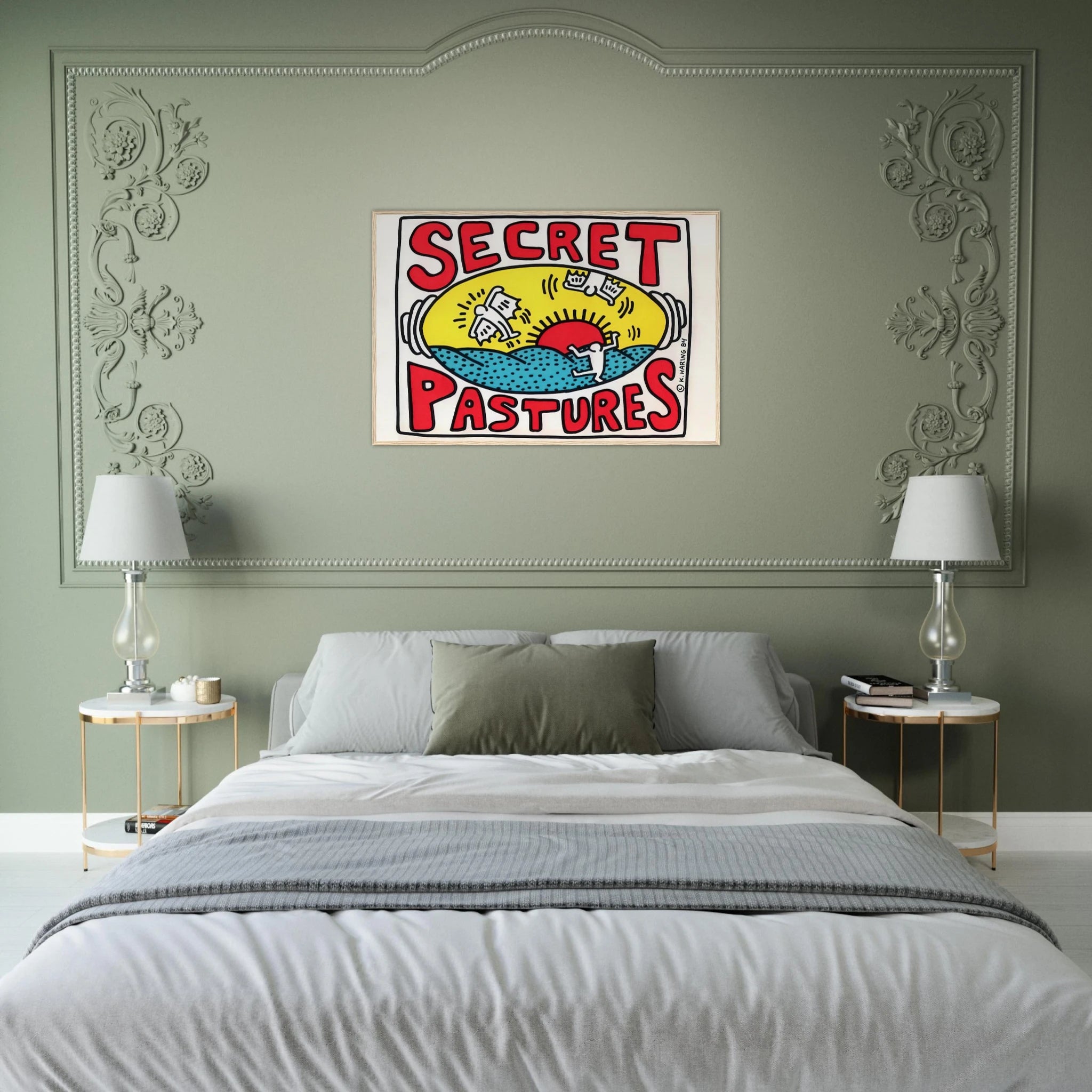 PROMOTIONAL POSTER FOR SECRET PASTURES 1984 Framed Poster | Keith Haring Framed Prints Wall Art | Keith Haring Prints