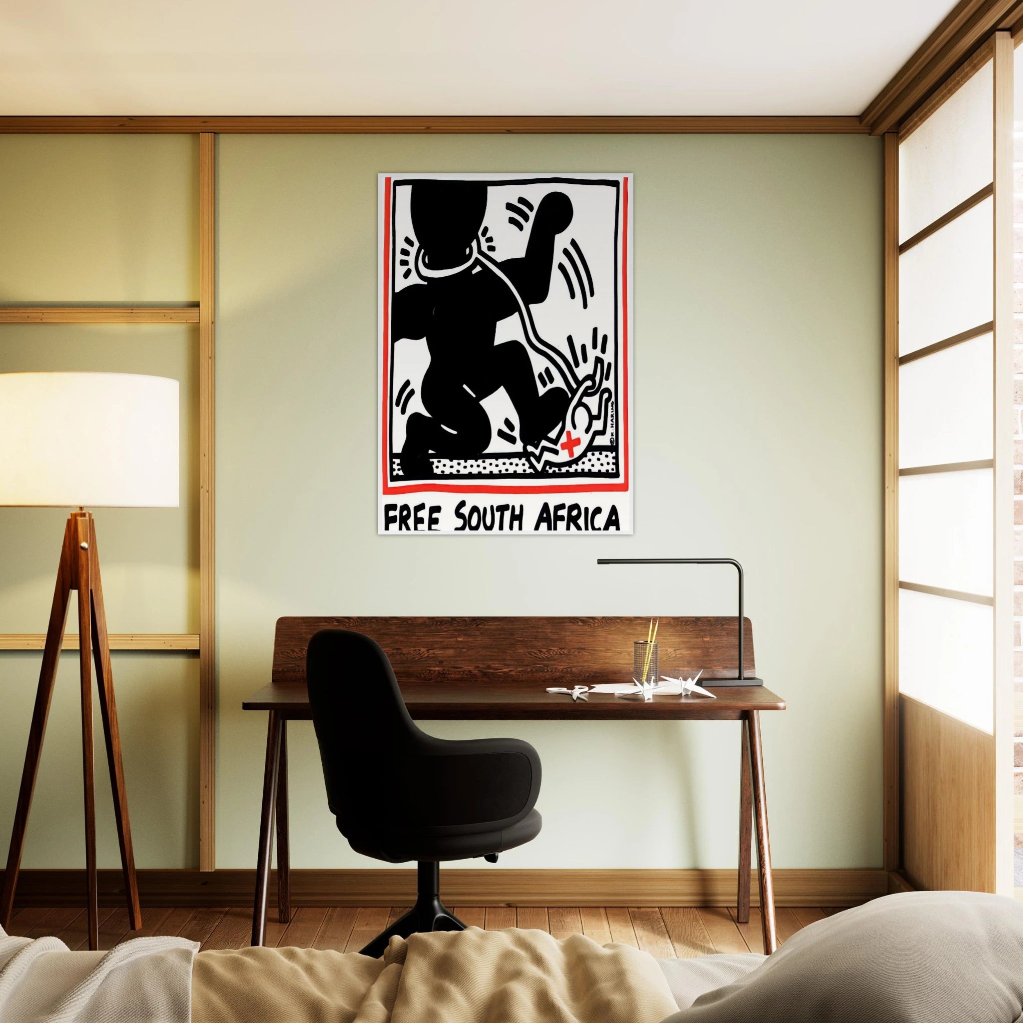 FREE SOUTH AFRICA 1985 Framed Poster | Keith Haring Framed Prints Wall Art | Keith Haring Prints