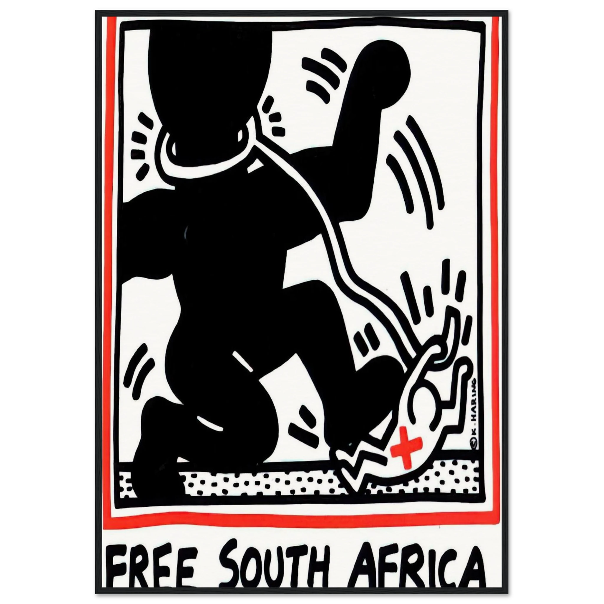 FREE SOUTH AFRICA 1985 Framed Poster | Keith Haring Framed Prints Wall Art | Keith Haring Prints