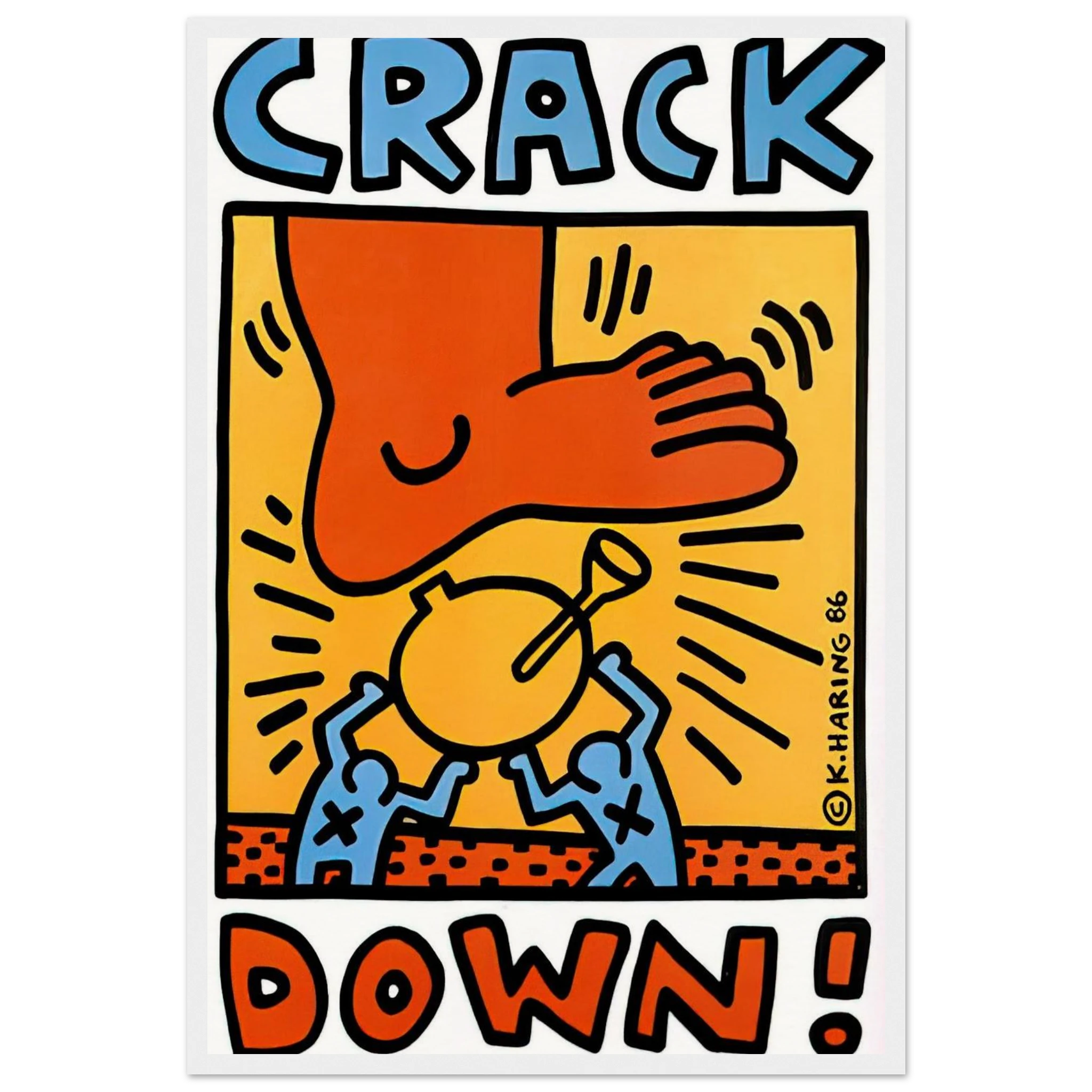CRACK DOWN 1986 Framed Poster | Keith Haring Framed Prints Wall Art | Keith Haring Prints
