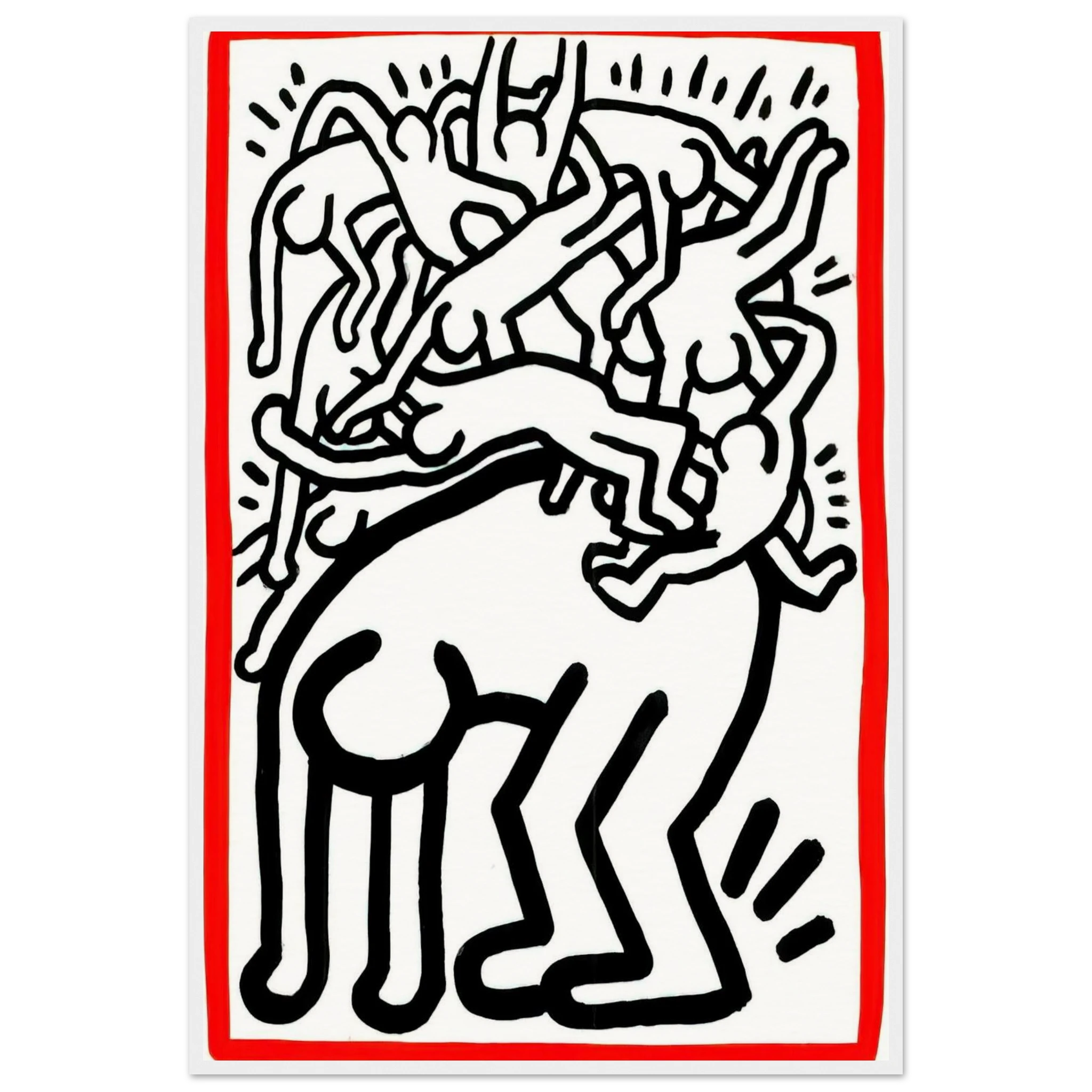 FIGHT AIDS WORLDWIDE 1990 Framed Poster | Keith Haring Framed Prints Wall Art | Keith Haring Prints