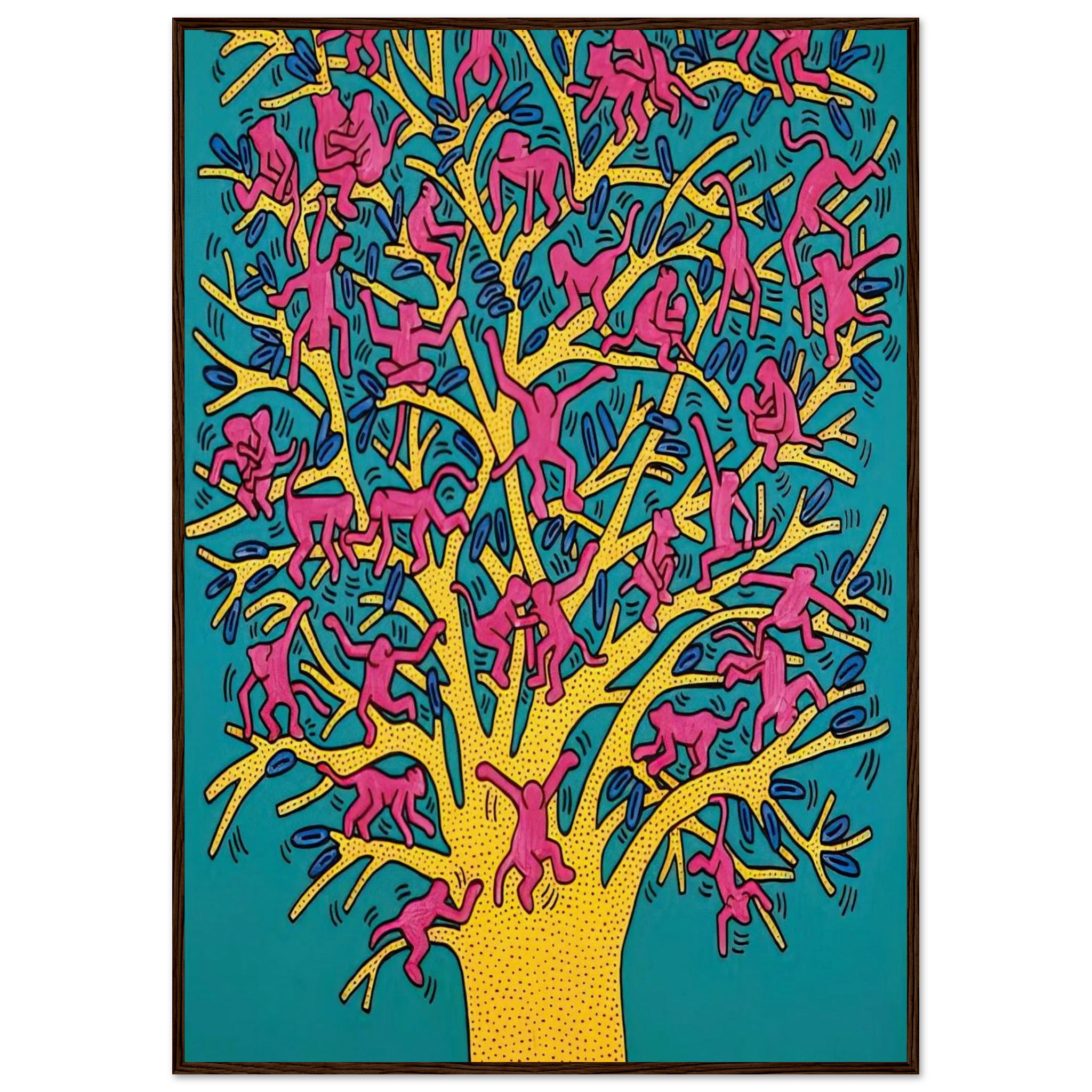 THE TREE OF MONKEYS Framed Poster | Keith Haring Framed Prints Wall Art | Keith Haring Prints