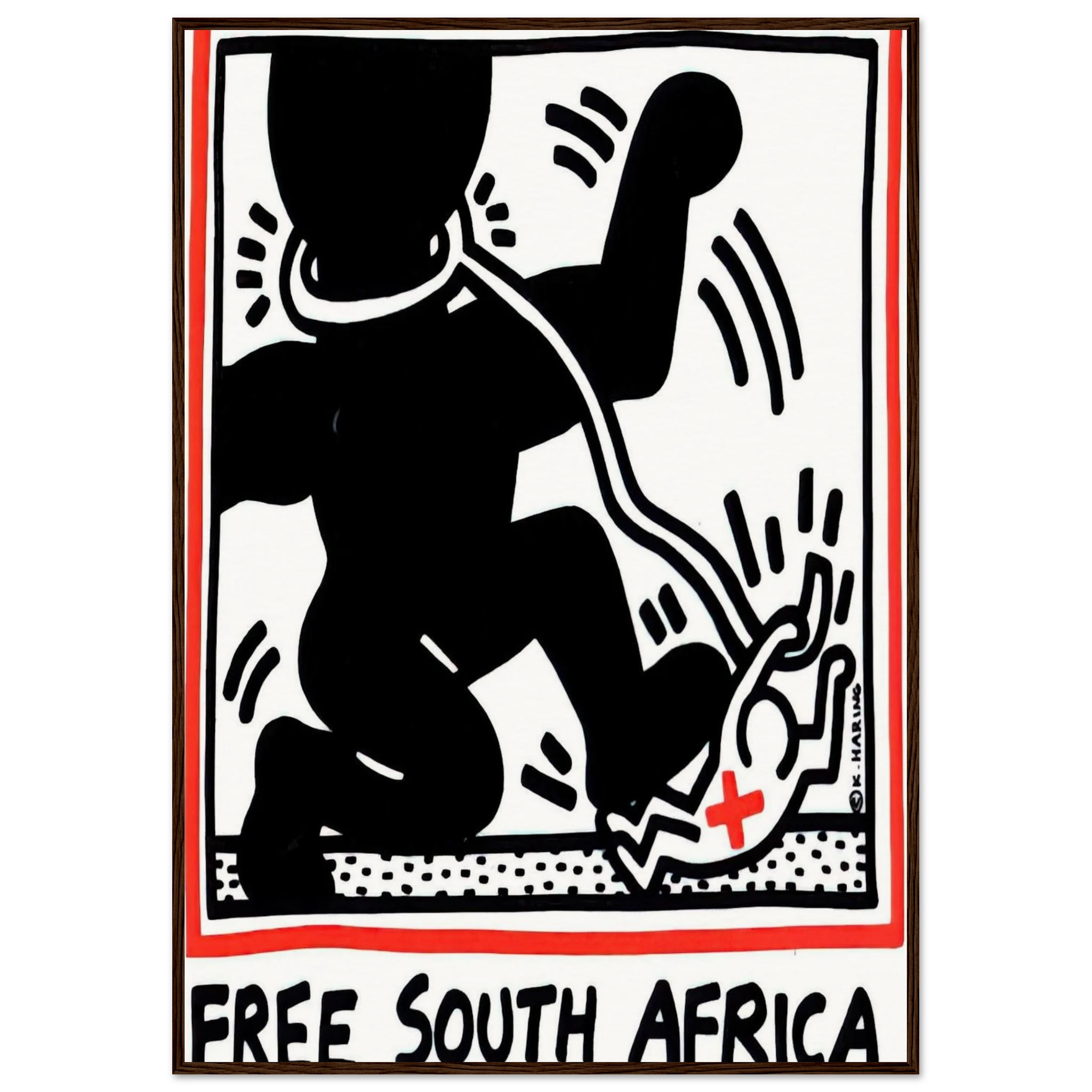FREE SOUTH AFRICA 1985 Framed Poster | Keith Haring Framed Prints Wall Art | Keith Haring Prints