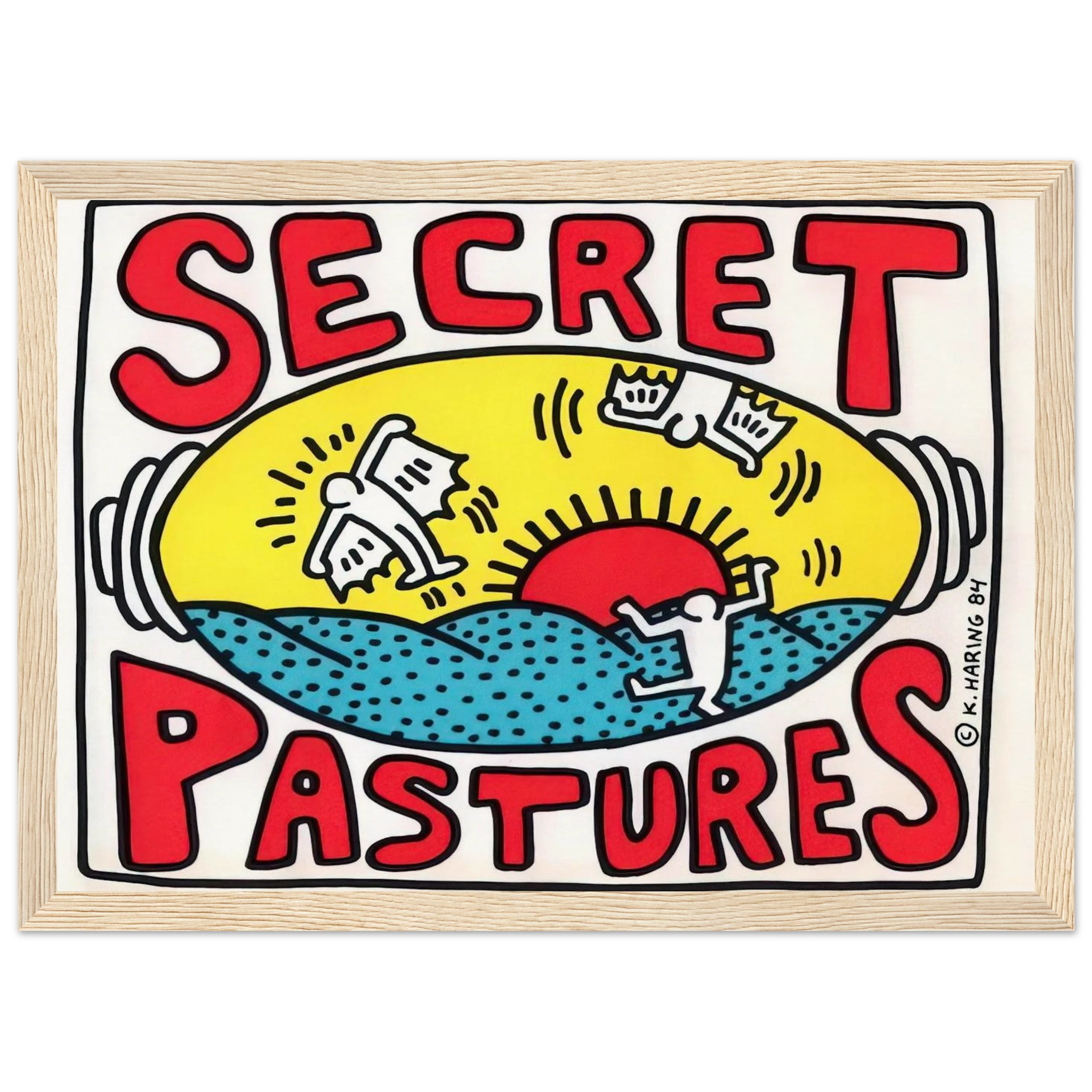 PROMOTIONAL POSTER FOR SECRET PASTURES 1984 Framed Poster | Keith Haring Framed Prints Wall Art | Keith Haring Prints