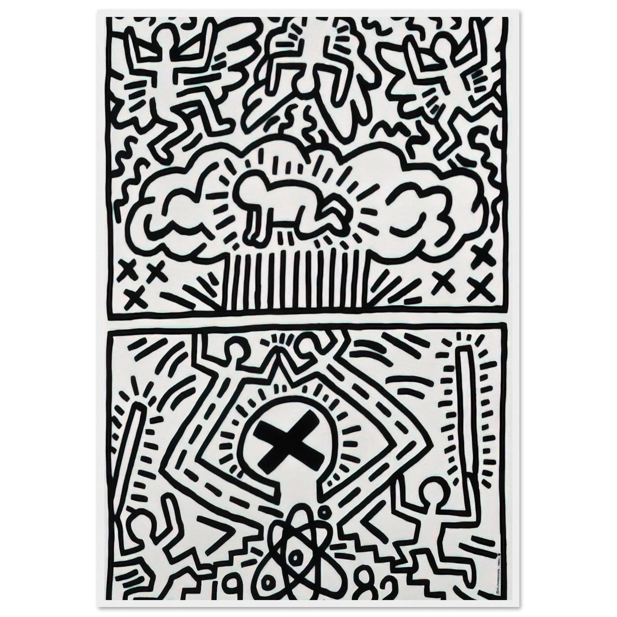 ANTI NUCLEAR RALLY 1982 Framed Poster | Keith Haring Framed Prints Wall Art | Keith Haring Prints