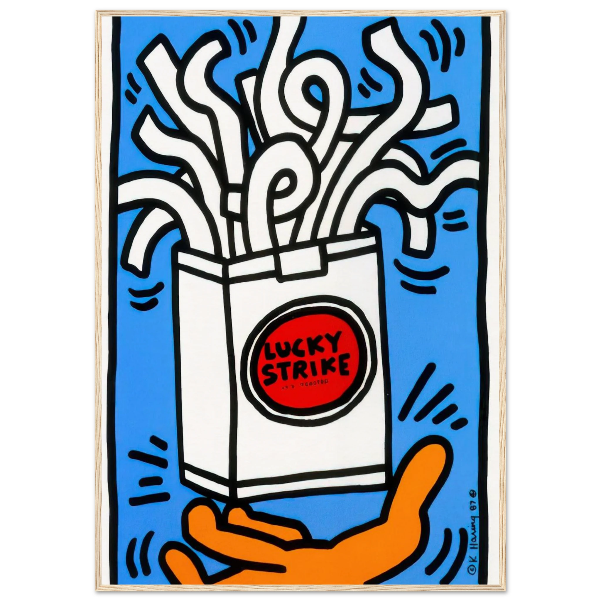 LUCKY STRIKE 1987 Framed Poster | Keith Haring Framed Prints Wall Art | Keith Haring Prints