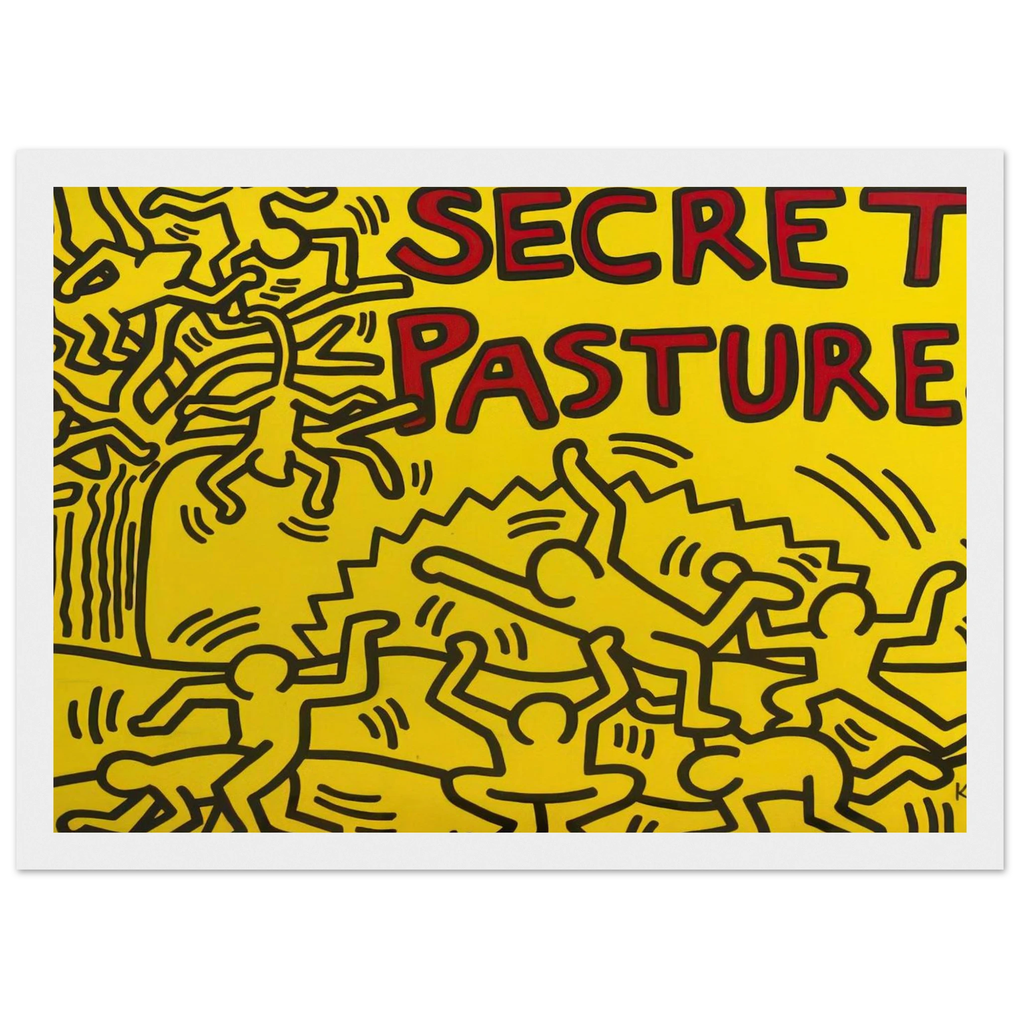 A POSTER FOR THE BILL T JONES AND ARNIE ZANE PERFORMANCE PIECE SECRET PASTURES 1984 Framed Poster | Keith Haring Framed Prints Wall Art | Keith Haring Prints