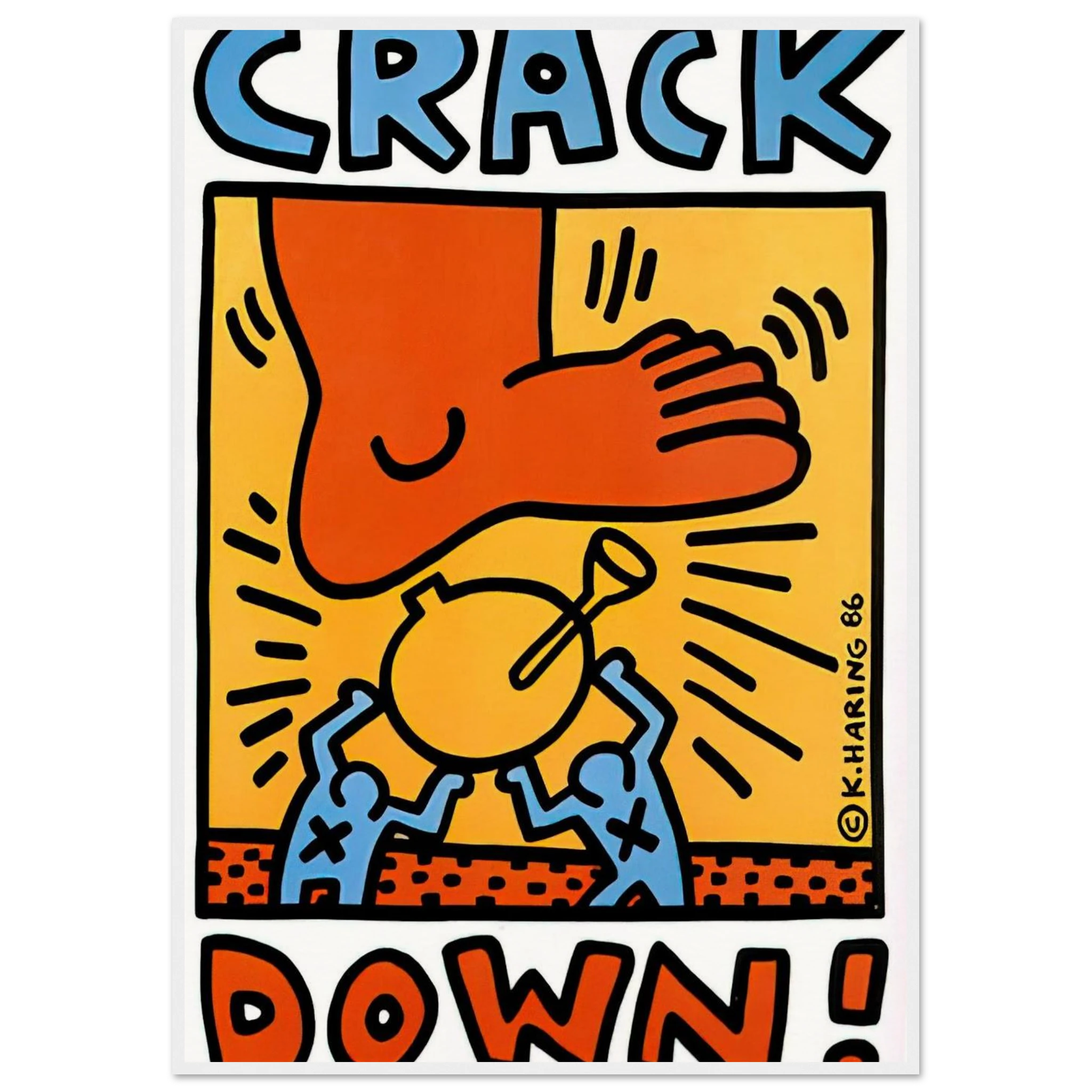 CRACK DOWN 1986 Framed Poster | Keith Haring Framed Prints Wall Art | Keith Haring Prints