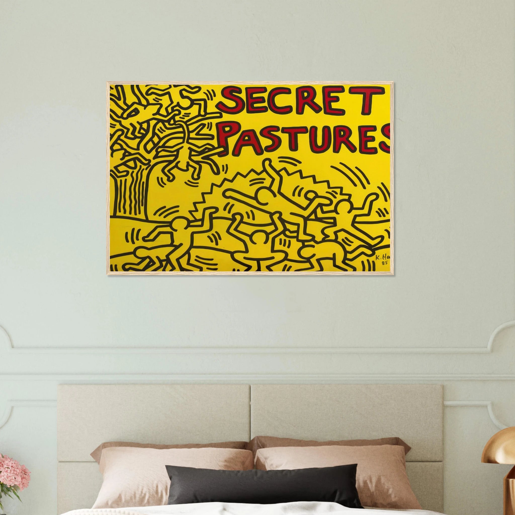 A POSTER FOR THE BILL T JONES AND ARNIE ZANE PERFORMANCE PIECE SECRET PASTURES 1984 Framed Poster | Keith Haring Framed Prints Wall Art | Keith Haring Prints
